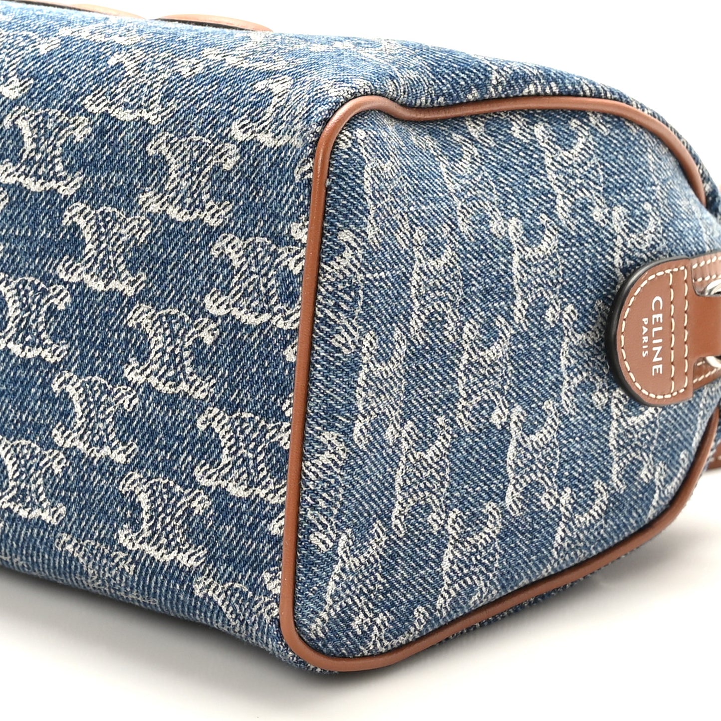Denim Triomphe All Over Calfskin Small Boston Bag