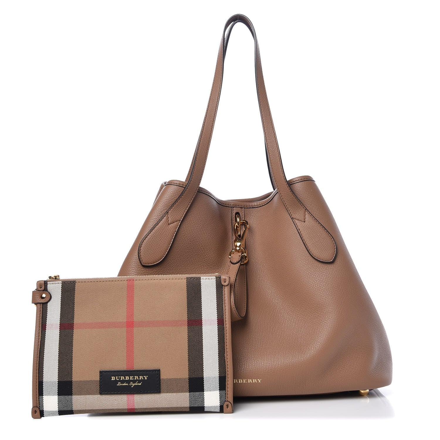 Burberry Grainy Calfskin Medium Honeybrook Tote Dark Sand 303292
