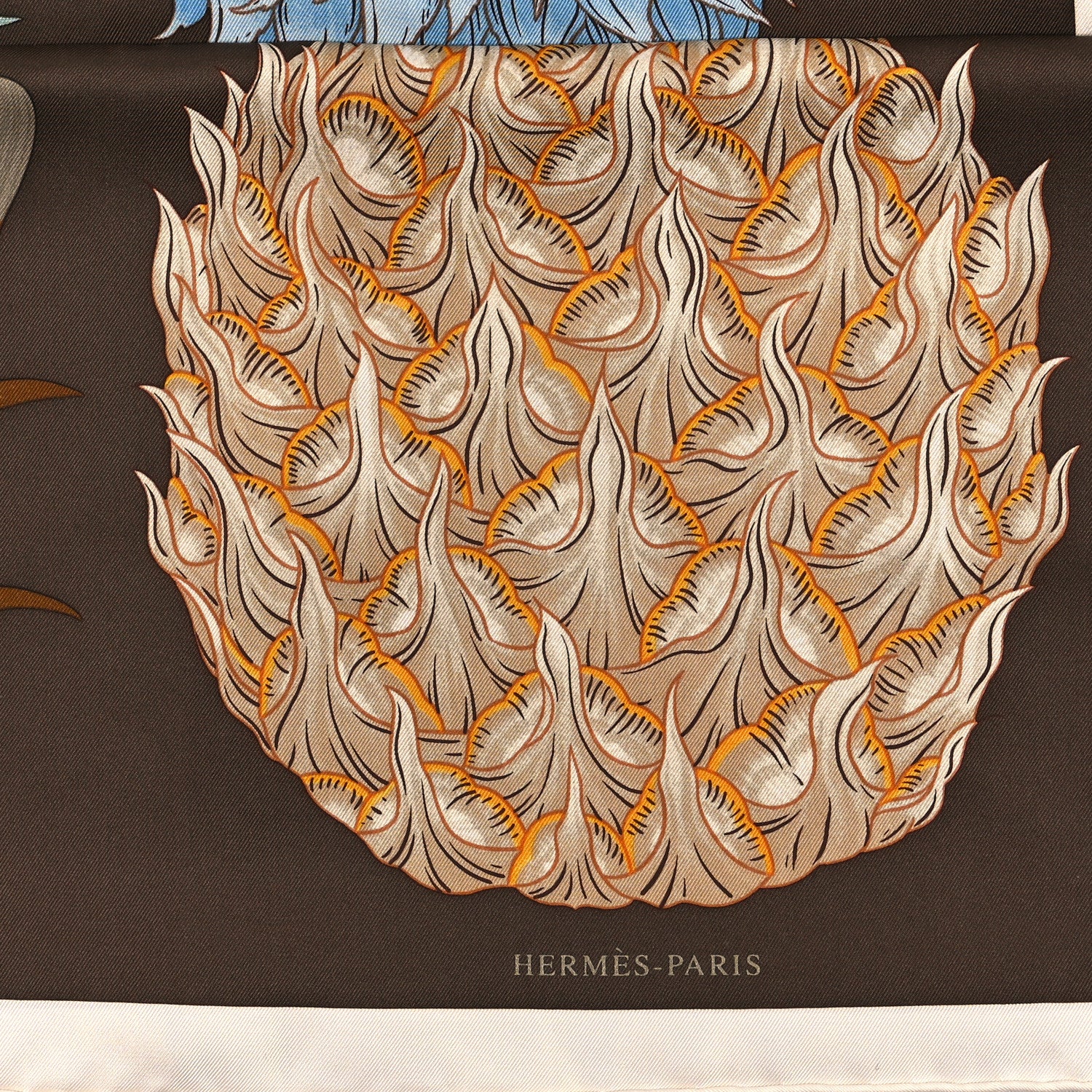 Hermes Silk Index Bromeliaceae Scarf 90 Ebene Bleu Miel 2 of 3