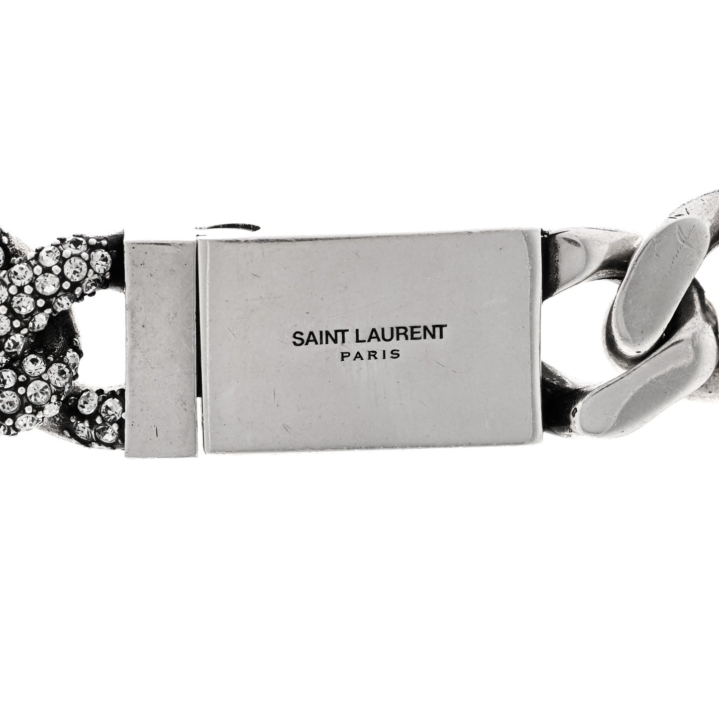 Crystal Curb Chain Necklace Oxidized Silver