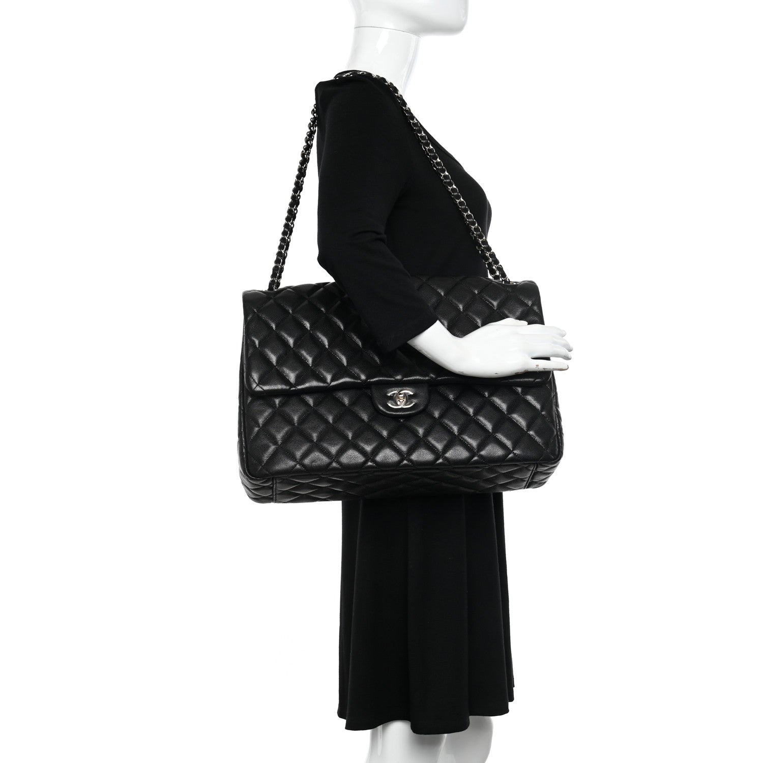 Chanel Caviar Quilted XXL Travel Flap Bag Black 2 of 10