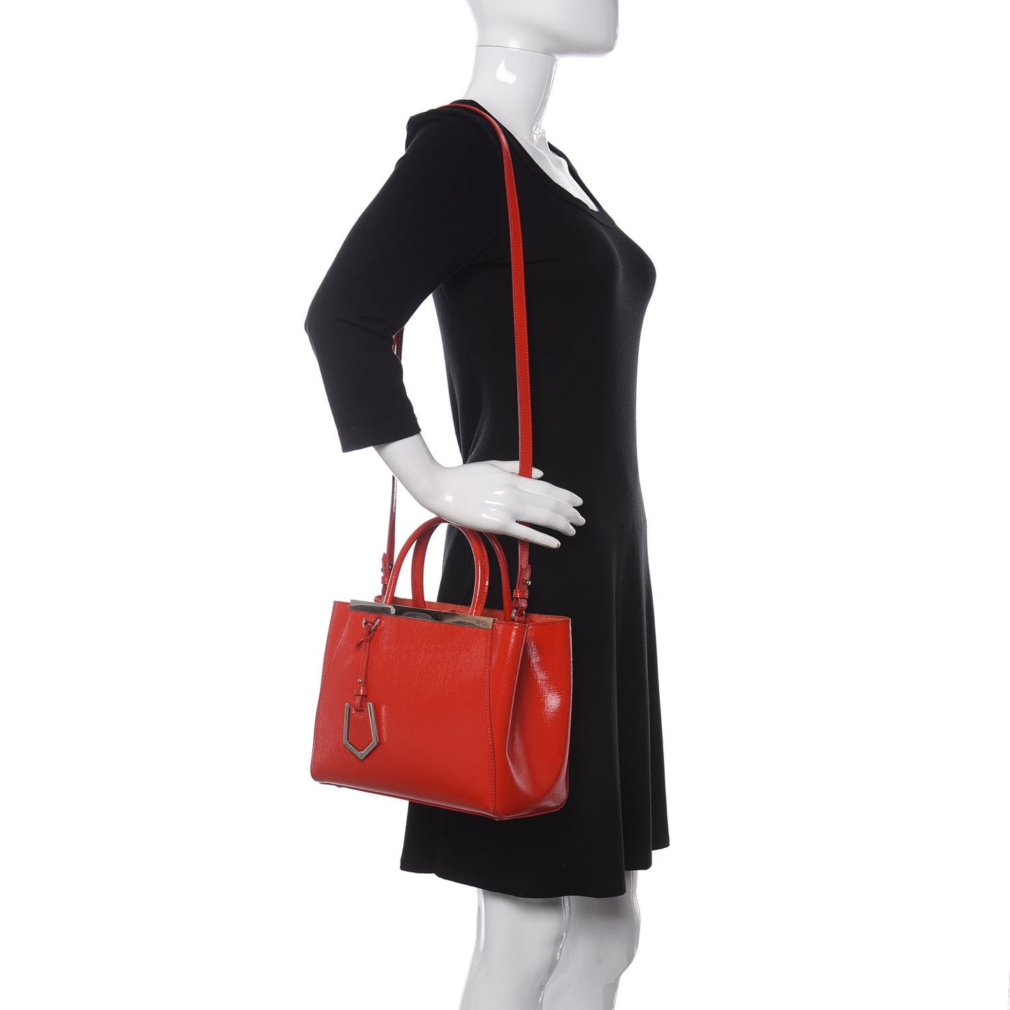 Vitello Vernice Camoscio Petite 2Jours Tote Papavero