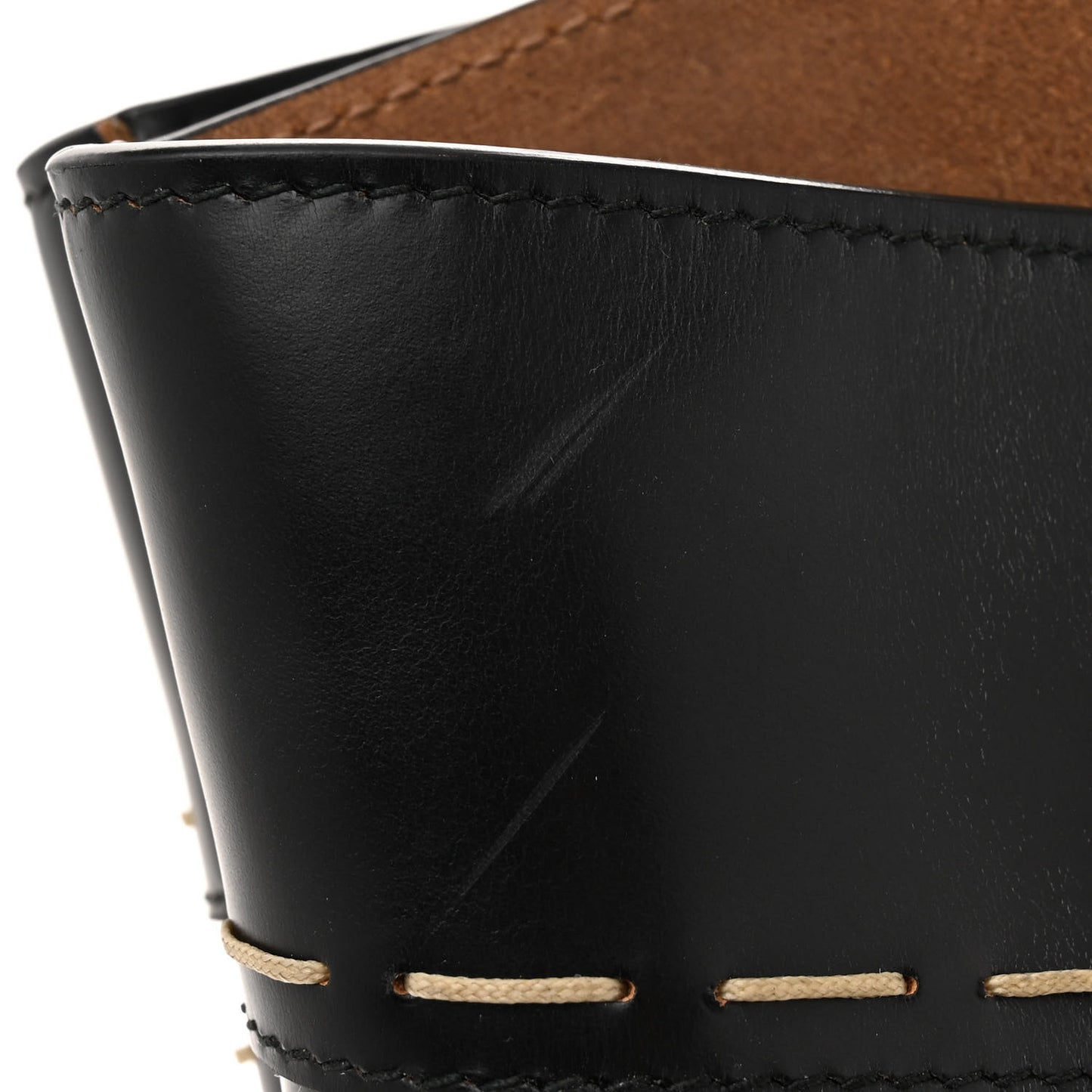 Calfskin Pickstitch Mini Top Handle Bucket Bag Black