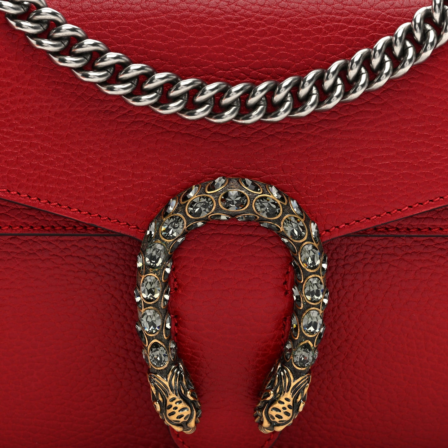 Dollar Calfskin Swarovski Crystal Small Dionysus Shoulder Bag Hibiscus Red