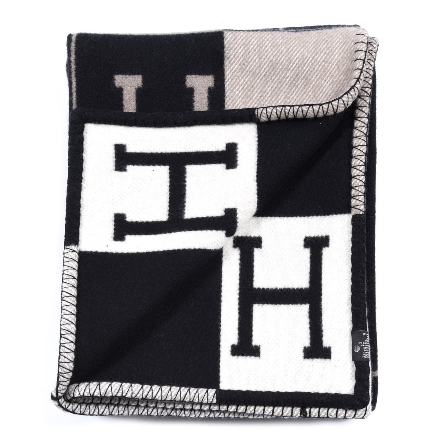 Wool Cashmere Avalon III Blanket Ecru Black