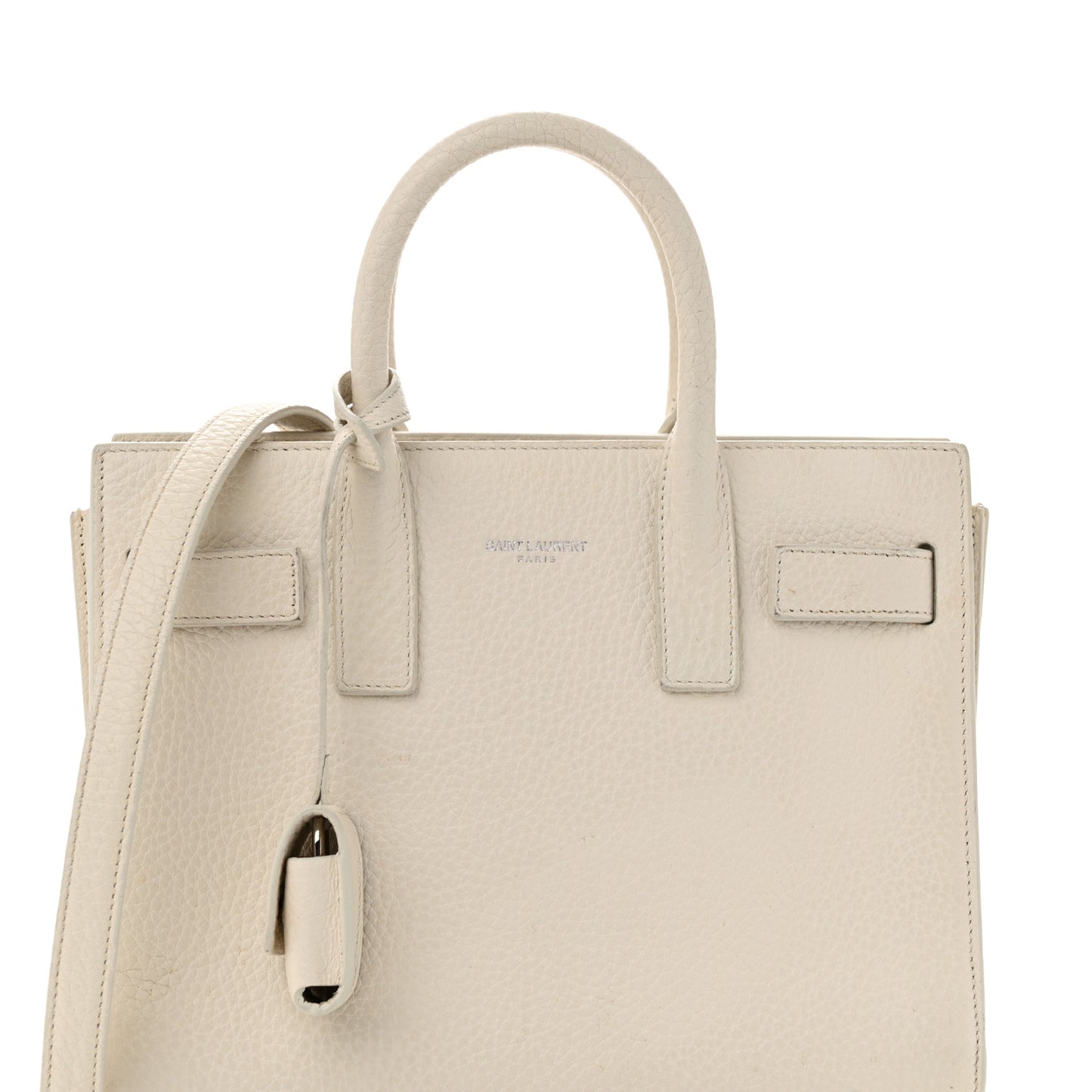Grained Calfskin Nano Sac De Jour Dove White