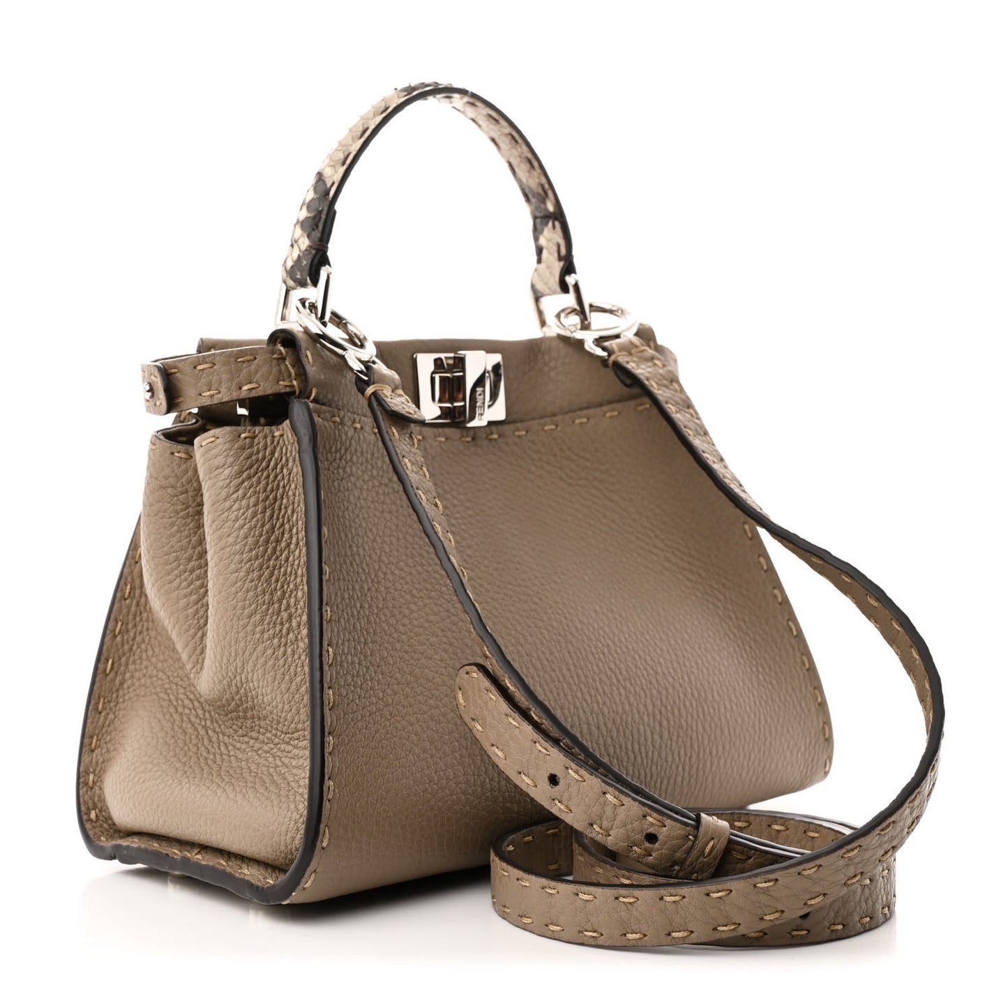 Cuoio Romano Snakeskin Selleria Mini Peekaboo Iconic Satchel Roccia Corda