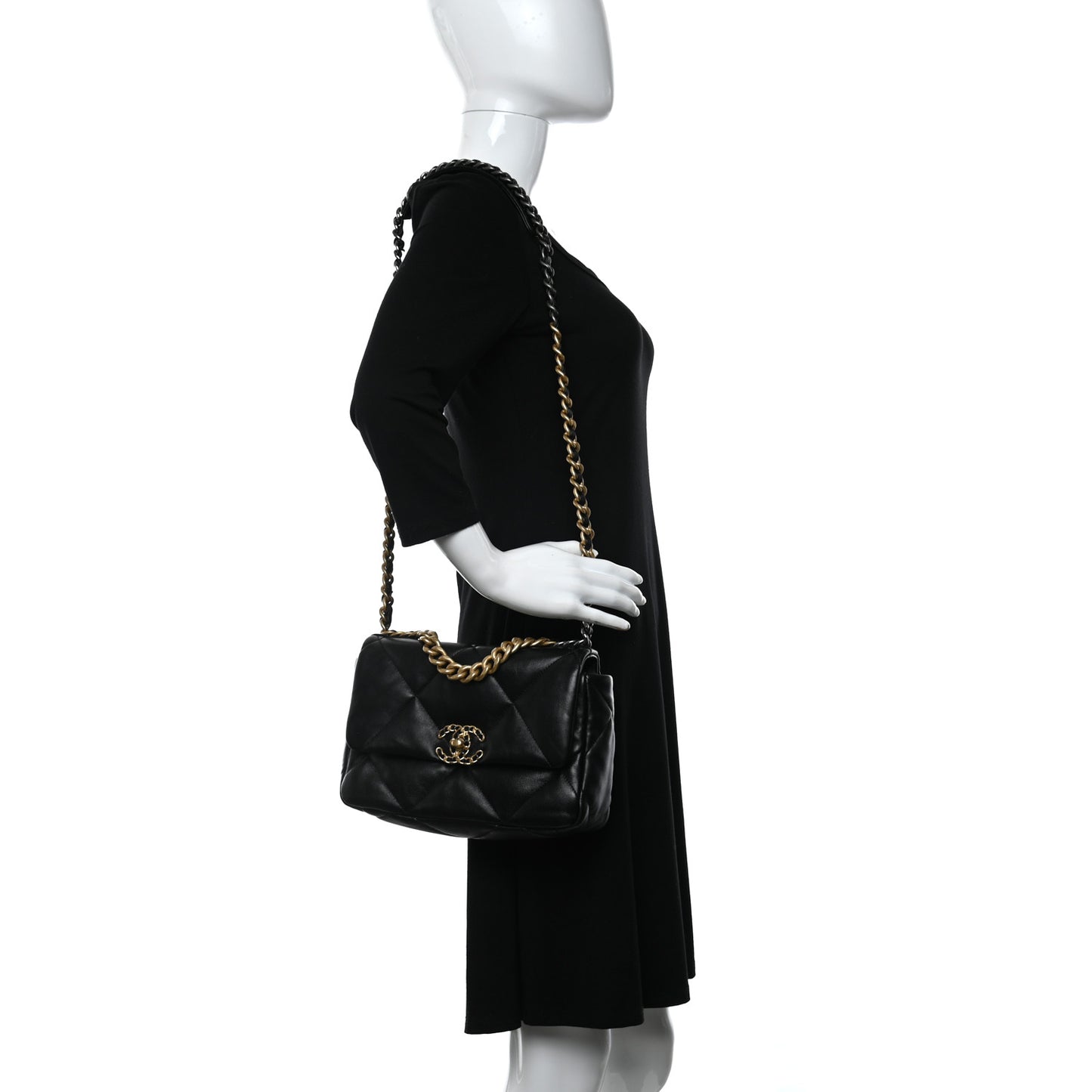 Lambskin Quilted Medium Chanel 19 Flap Black