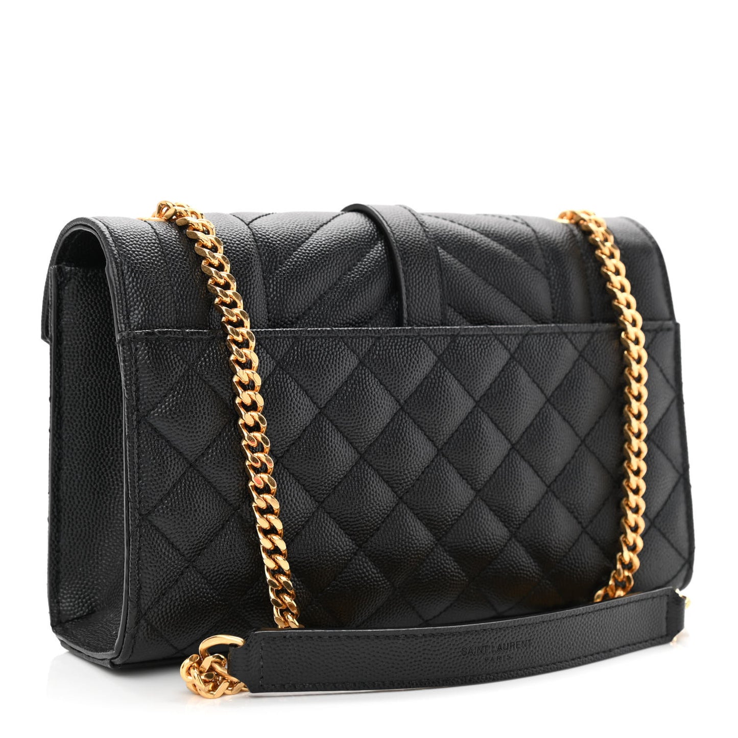 Grain De Poudre Textured Mixed Matelasse Triquilt Small Monogram Satchel Black