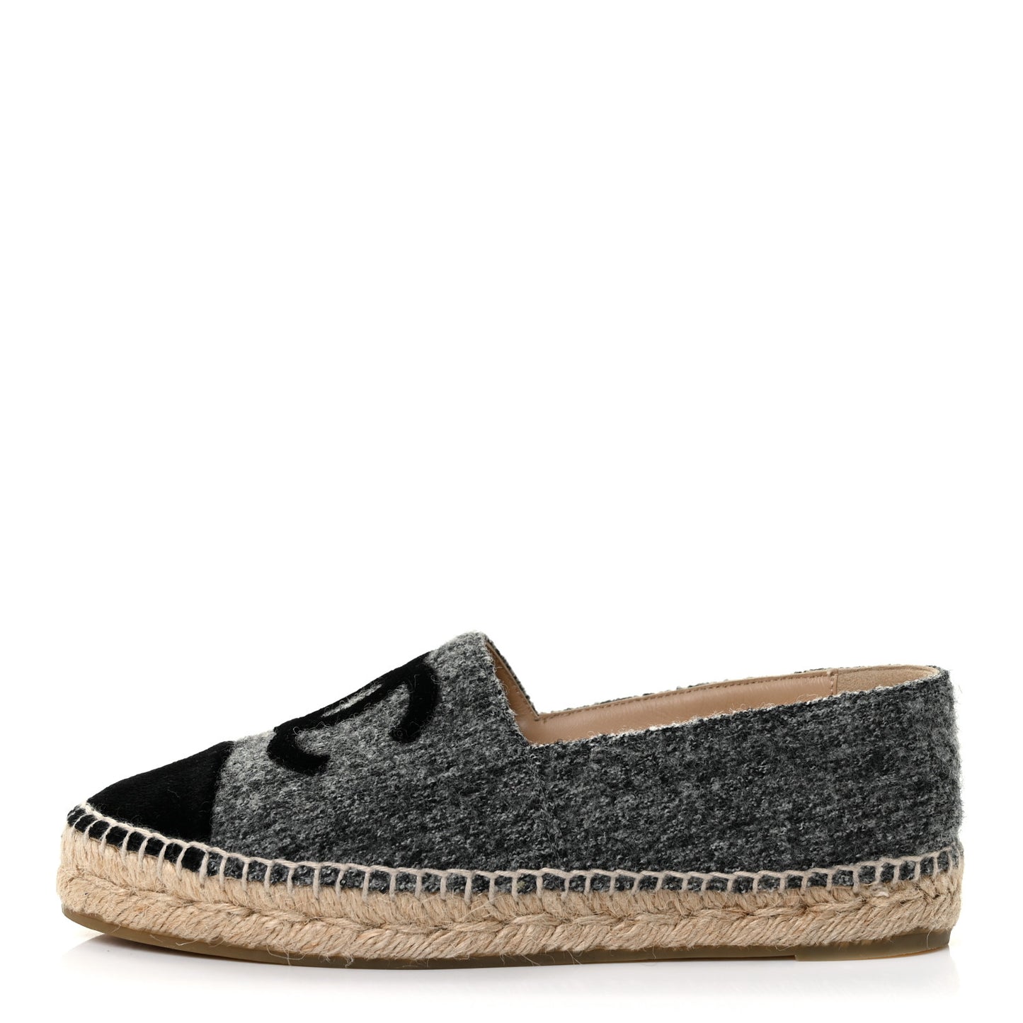 Wool Velvet CC Espadrilles 36 Black