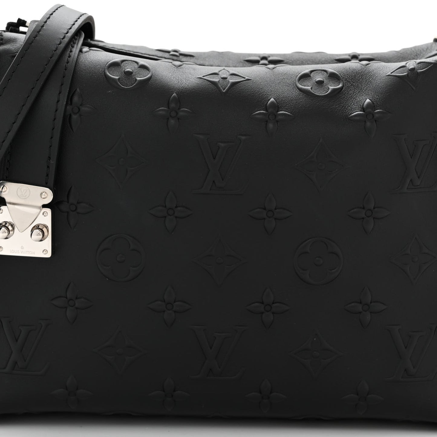Calfskin Debossed Monogram Side Trunk Black