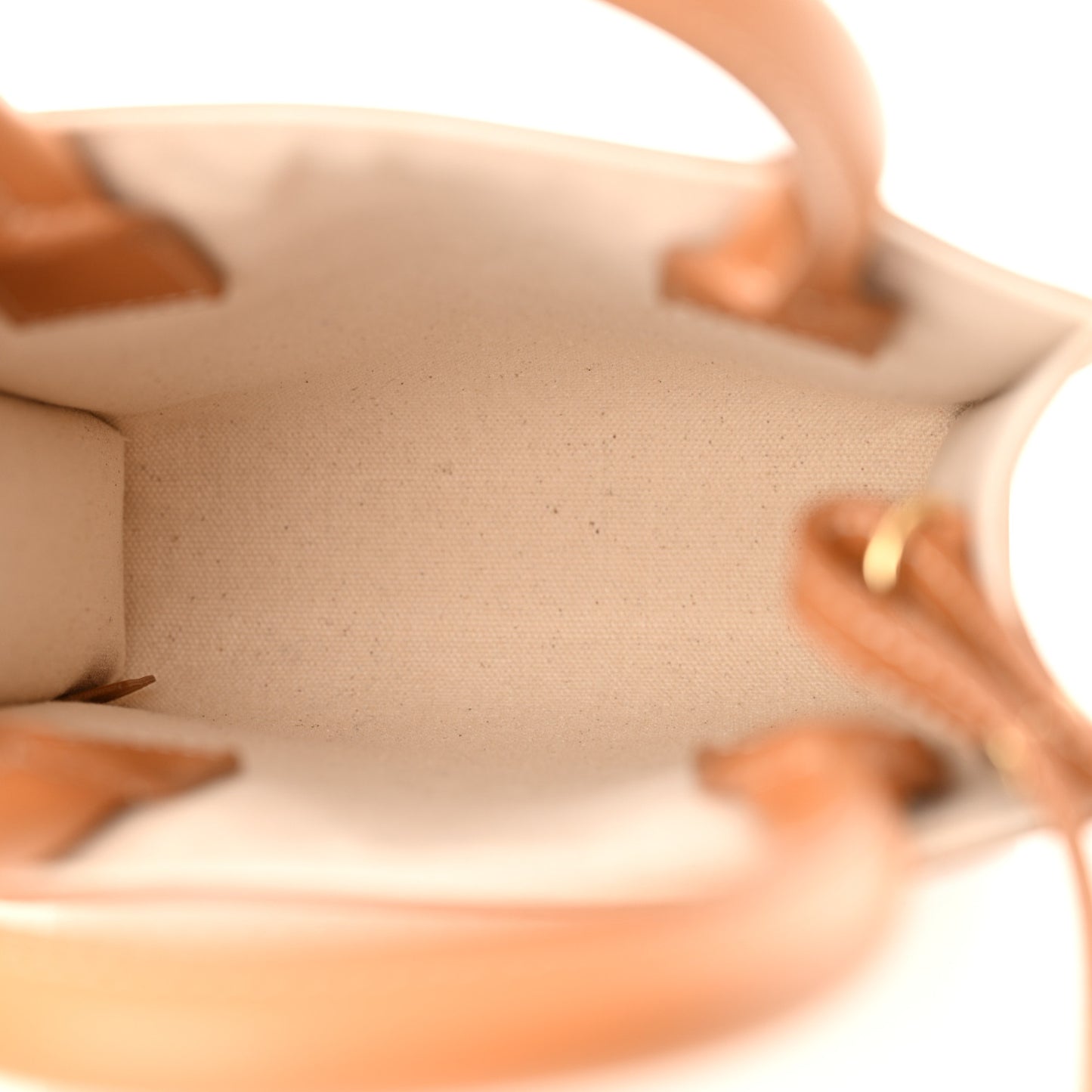 Canvas Calfskin Mini Vertical Cabas Natural Tan