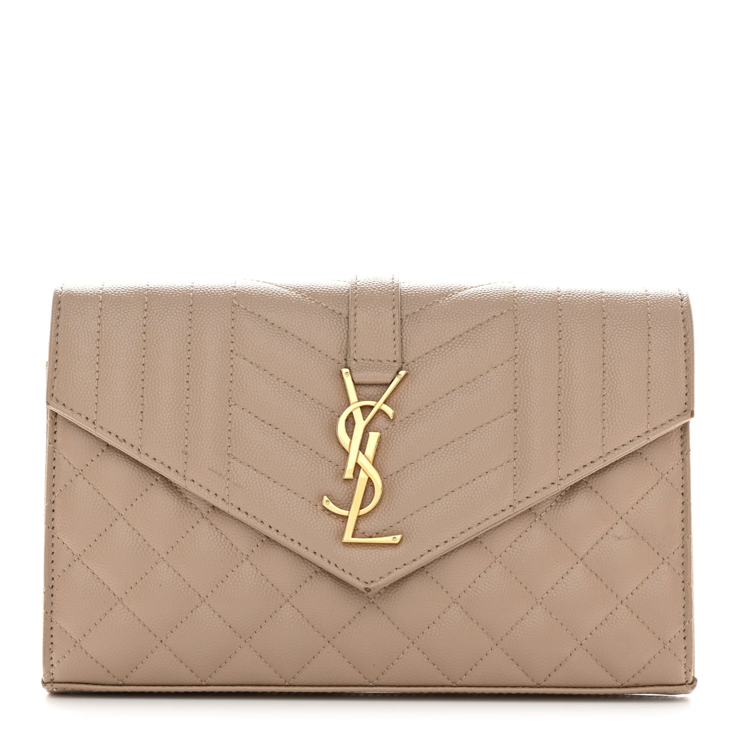 Grain De Poudre Mixed Matelasse Triquilt Monogram Chain Wallet Dark Beige