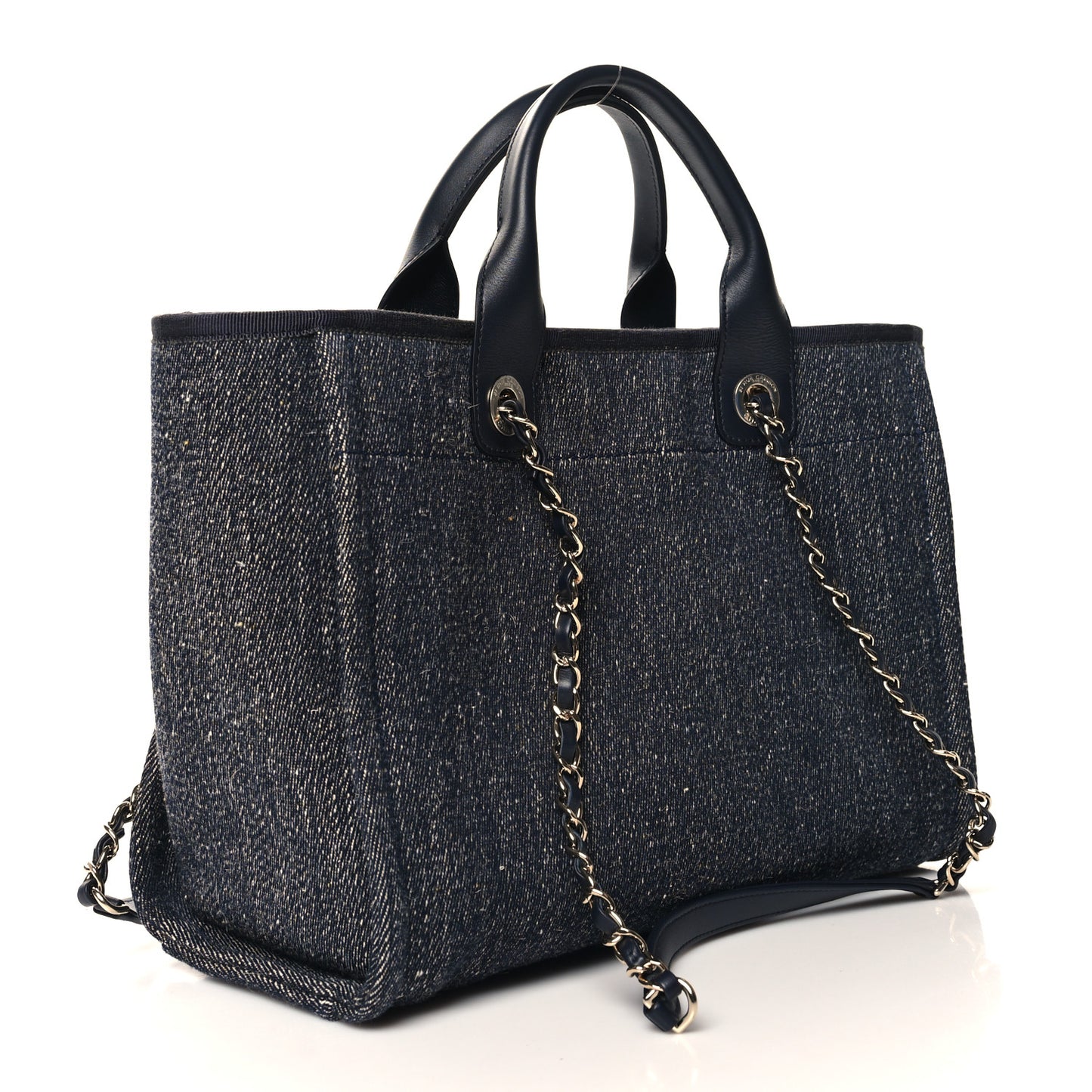Denim Small Deauville Tote Dark Blue White