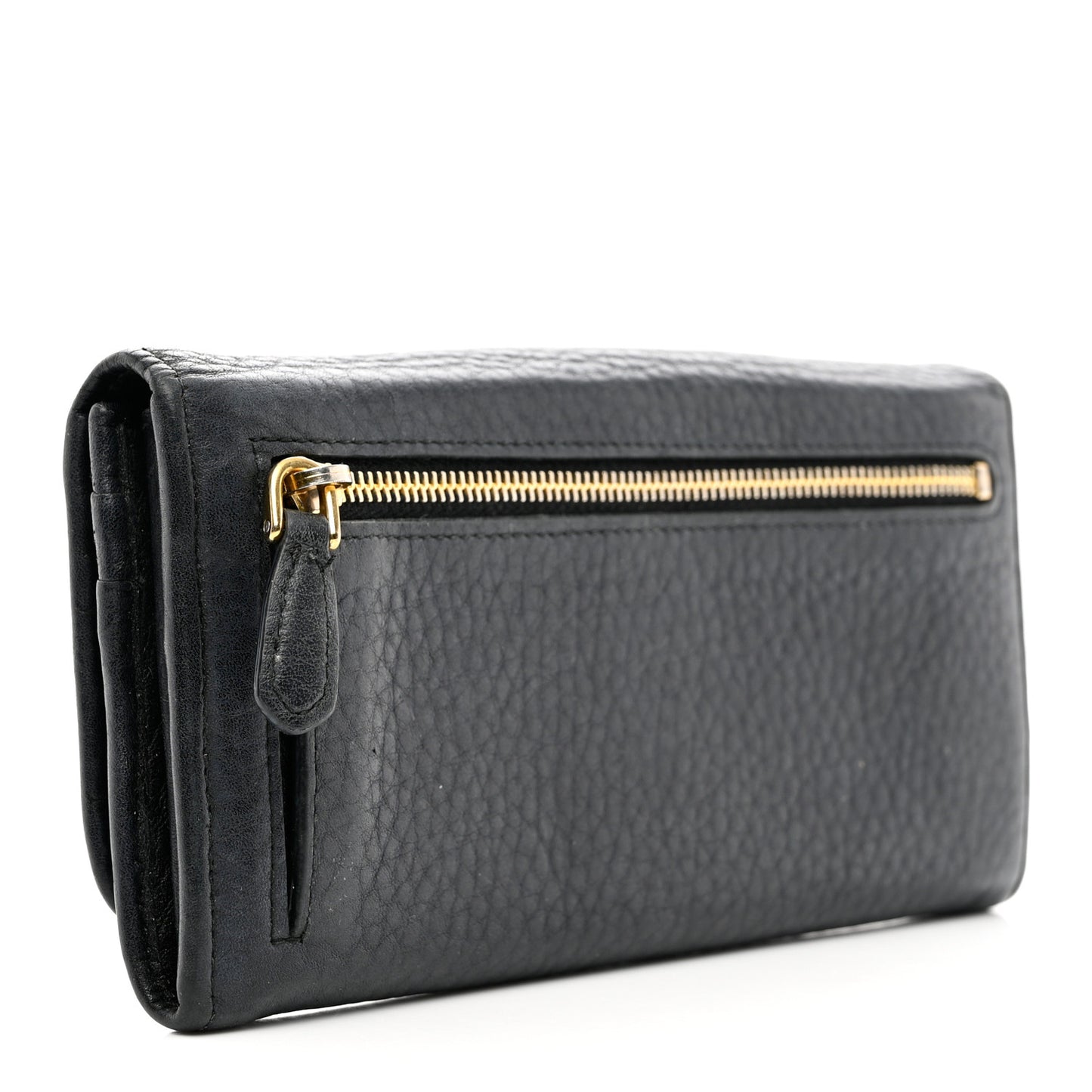 Vitello Daino Continental Flap Wallet Black