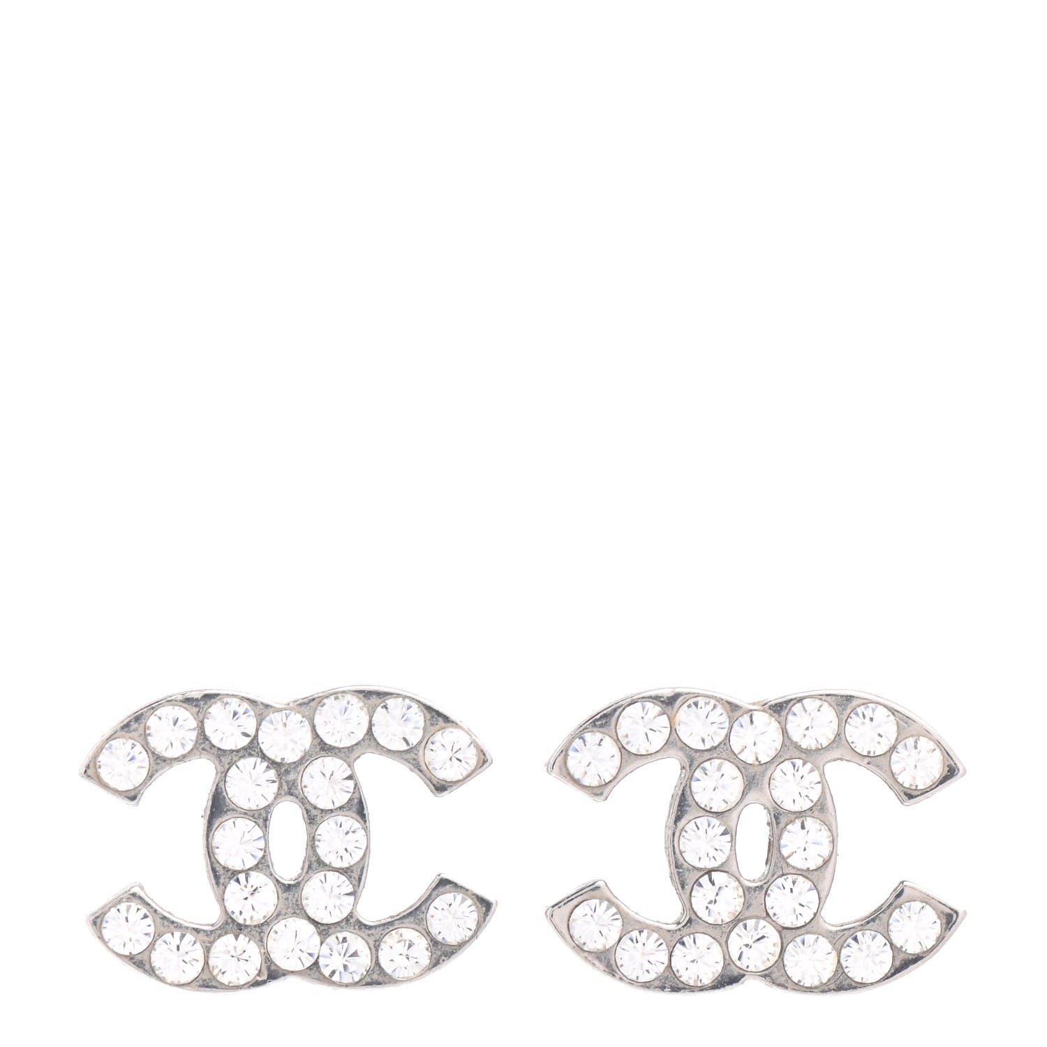 Chanel Crystal CC Earrings Silver 1 of 4