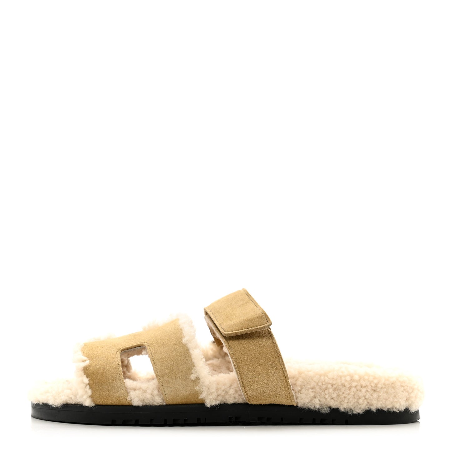 Suede Goatskin Woolskin Womens Chypre Sandals 38 Golden Beige
