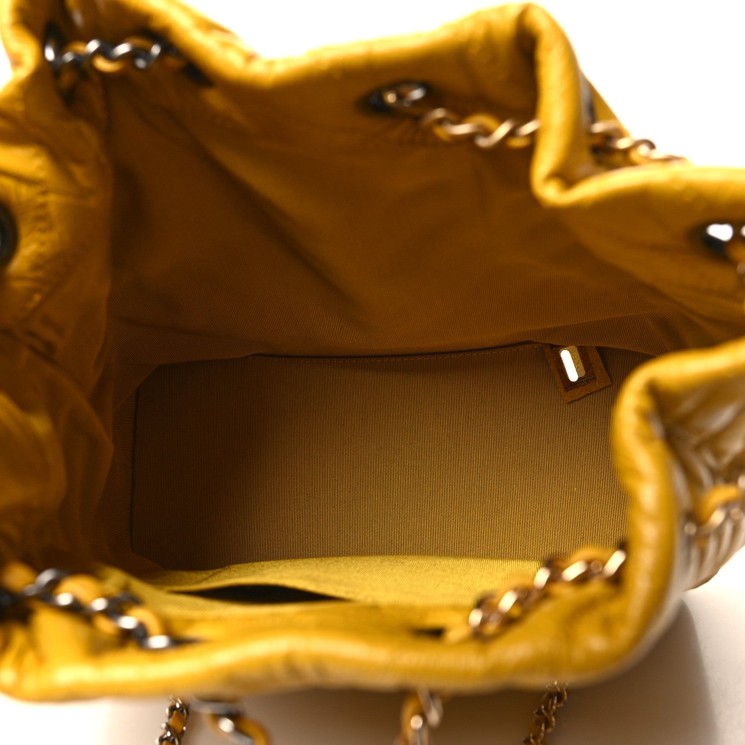 Chanel Aged Calfskin Chevron Quilted Small Gabrielle Backpack Yellow 5 of 11