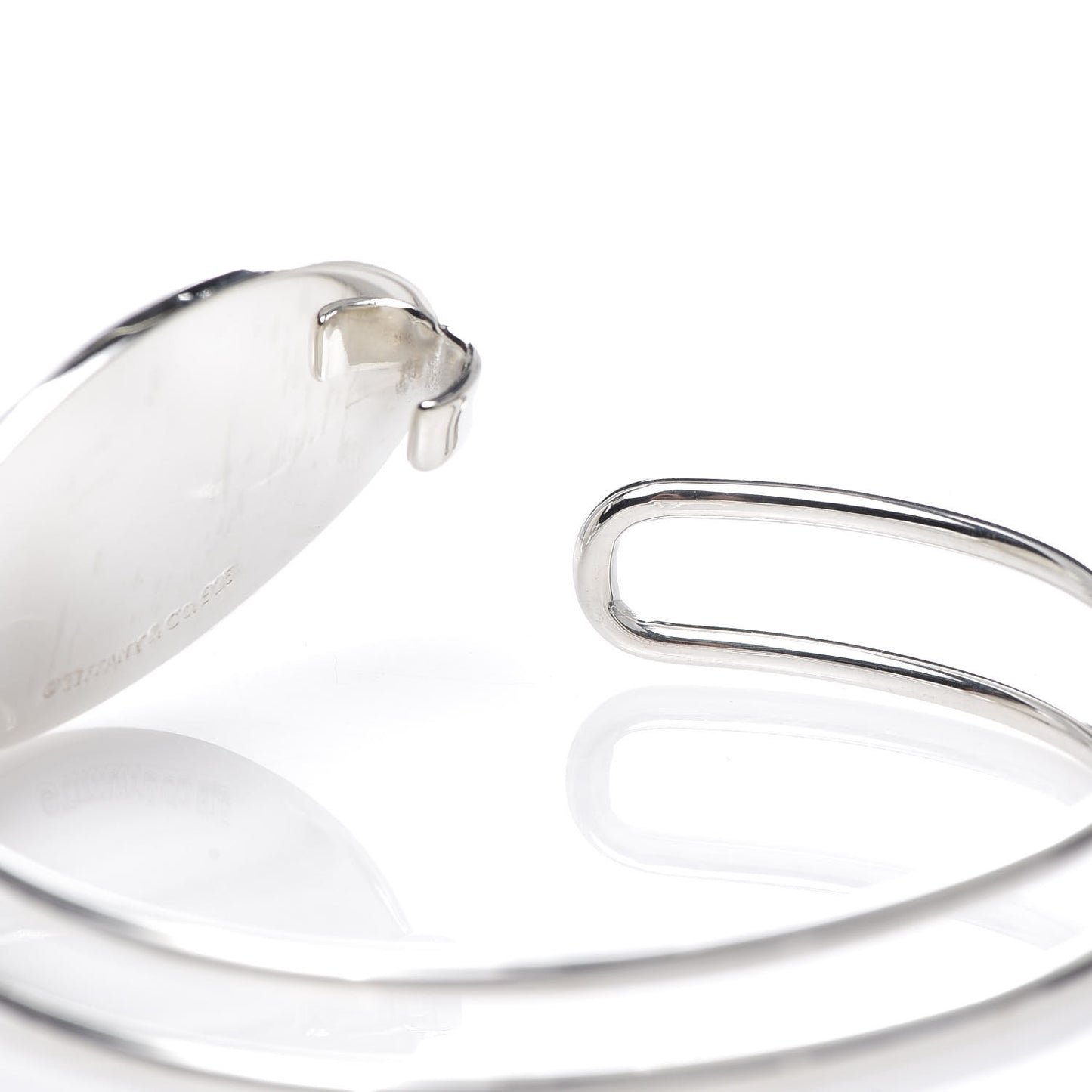 Sterling Silver Oval ID Tag Wire Cuff Bangle Bracelet