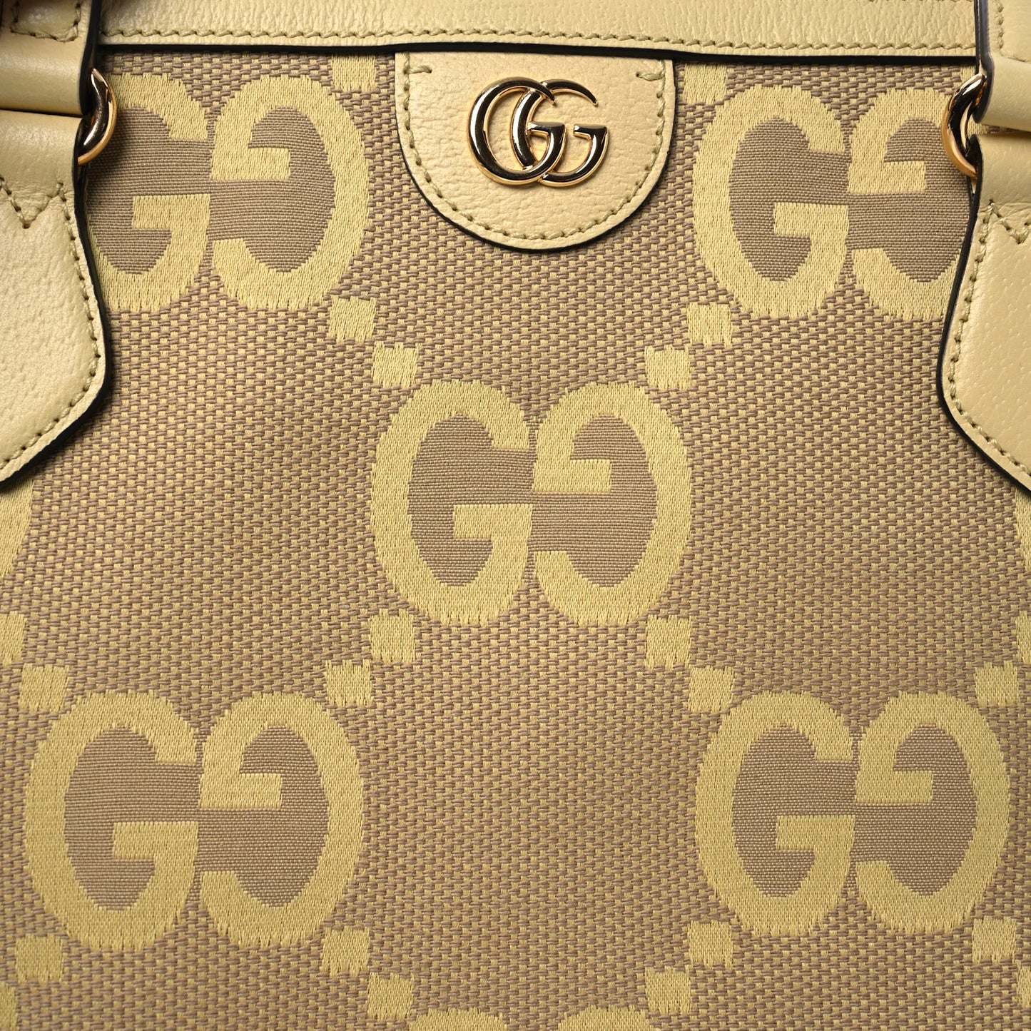 Monogram Jumbo GG Textured Dollar Calfskin Medium Ophidia Shopping Tote Beige Banana