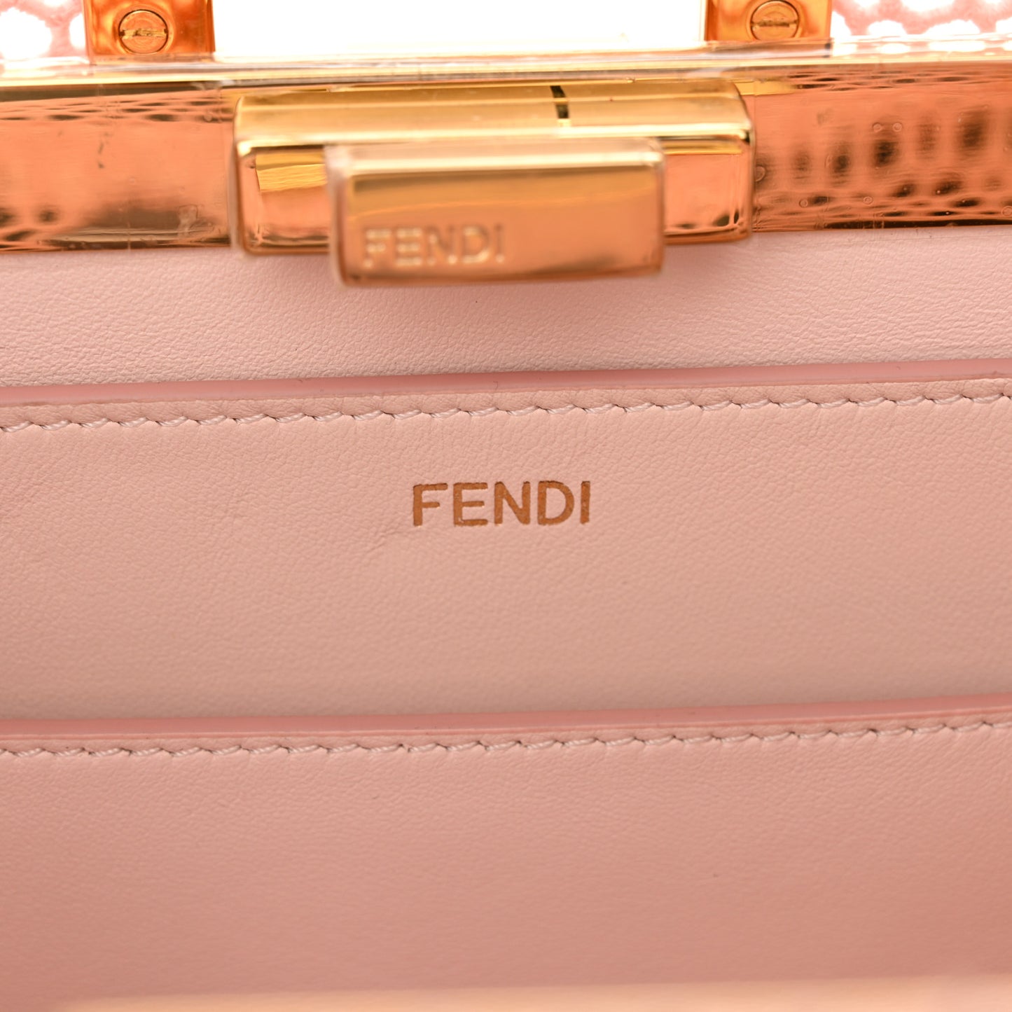 Calfskin Lace Medium Peekaboo I SEE U Satchel Pink Multicolor