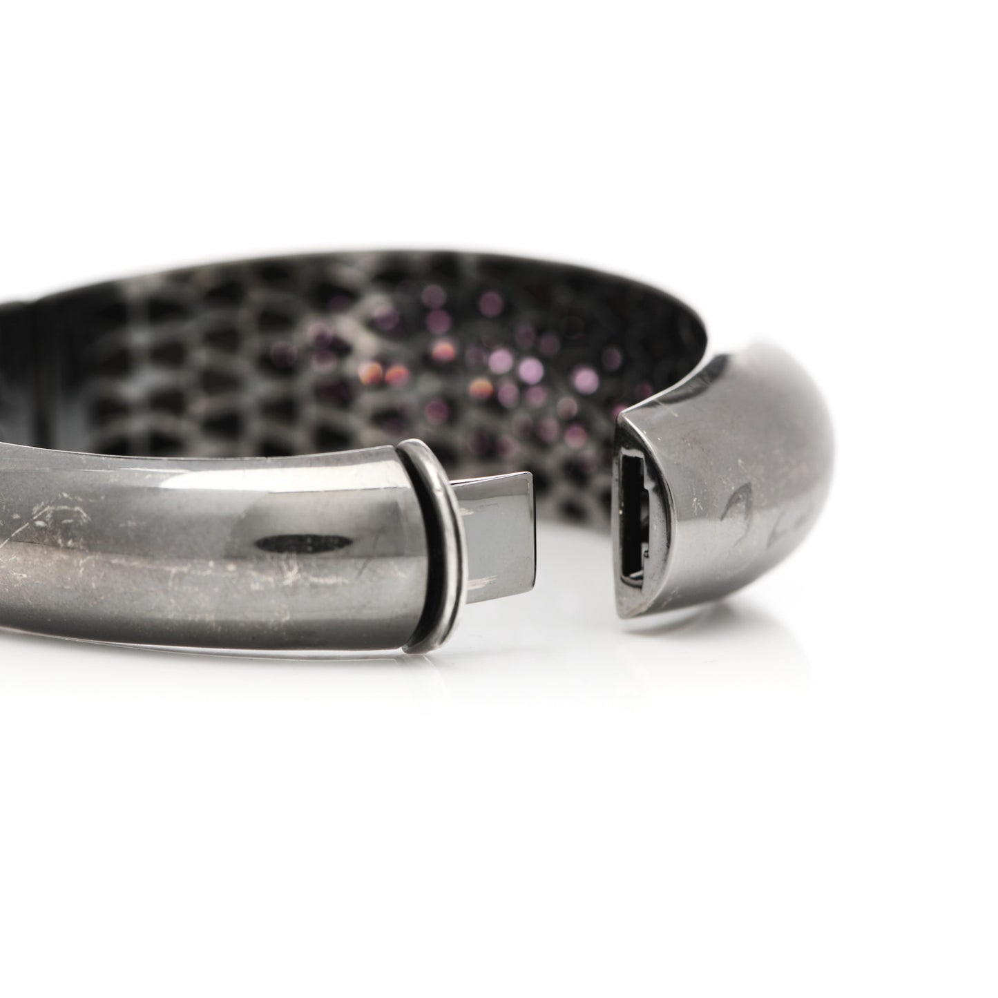 Ruthenium Sterling Silver Rhodolite Capri Plus Bangle Bracelet