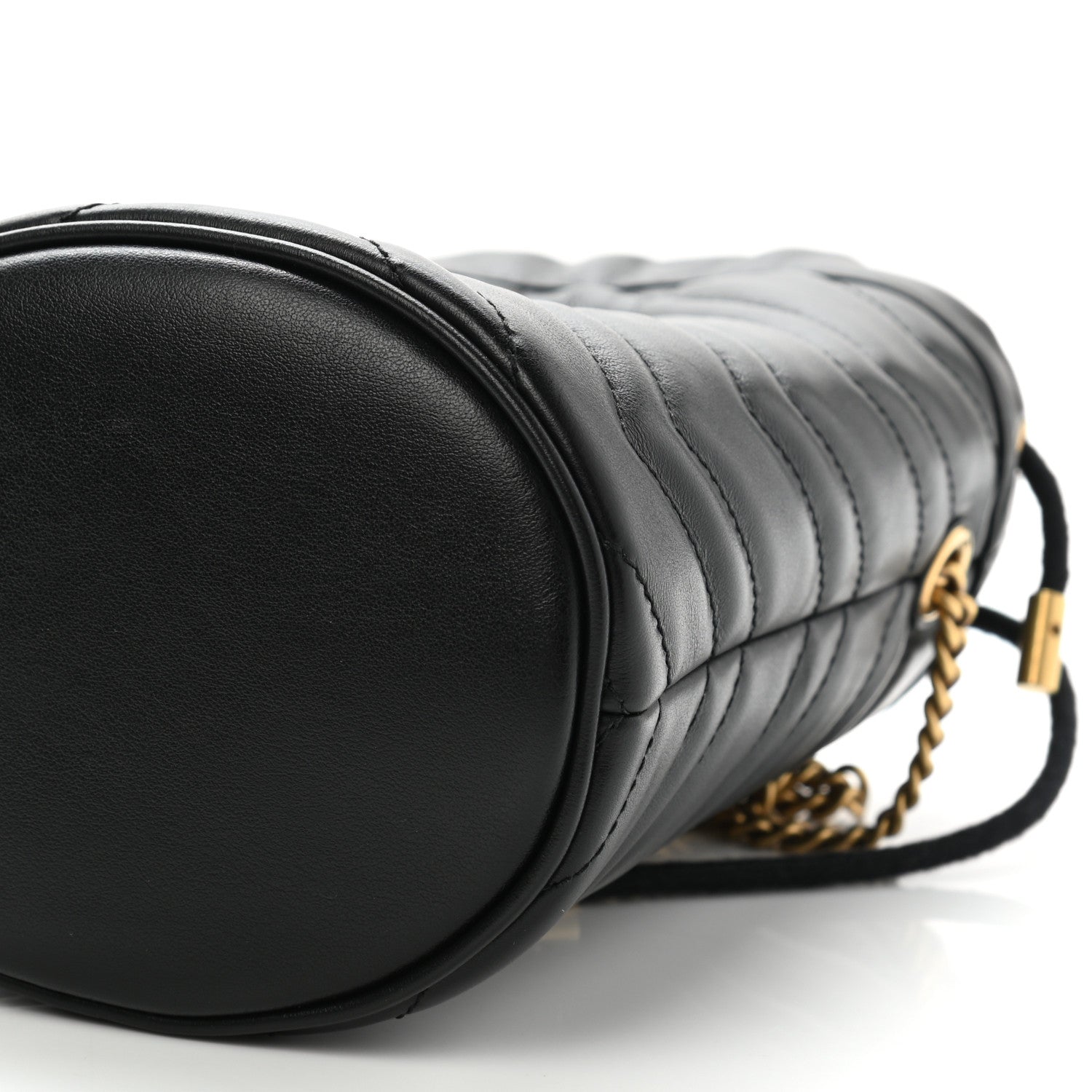 Gucci Calfskin Matelasse Mini GG Marmont 2.0 Bucket Bag Black 10 of 11