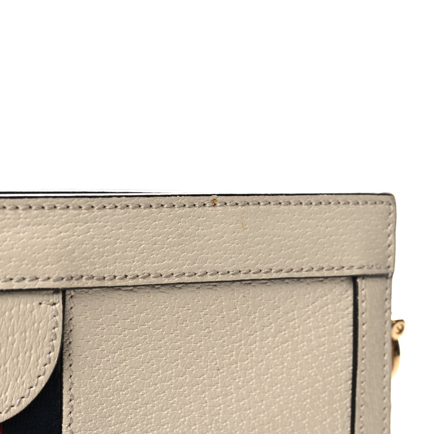 Textured Calfskin Web Small Ophidia Chain Shoulder Bag Mystic White