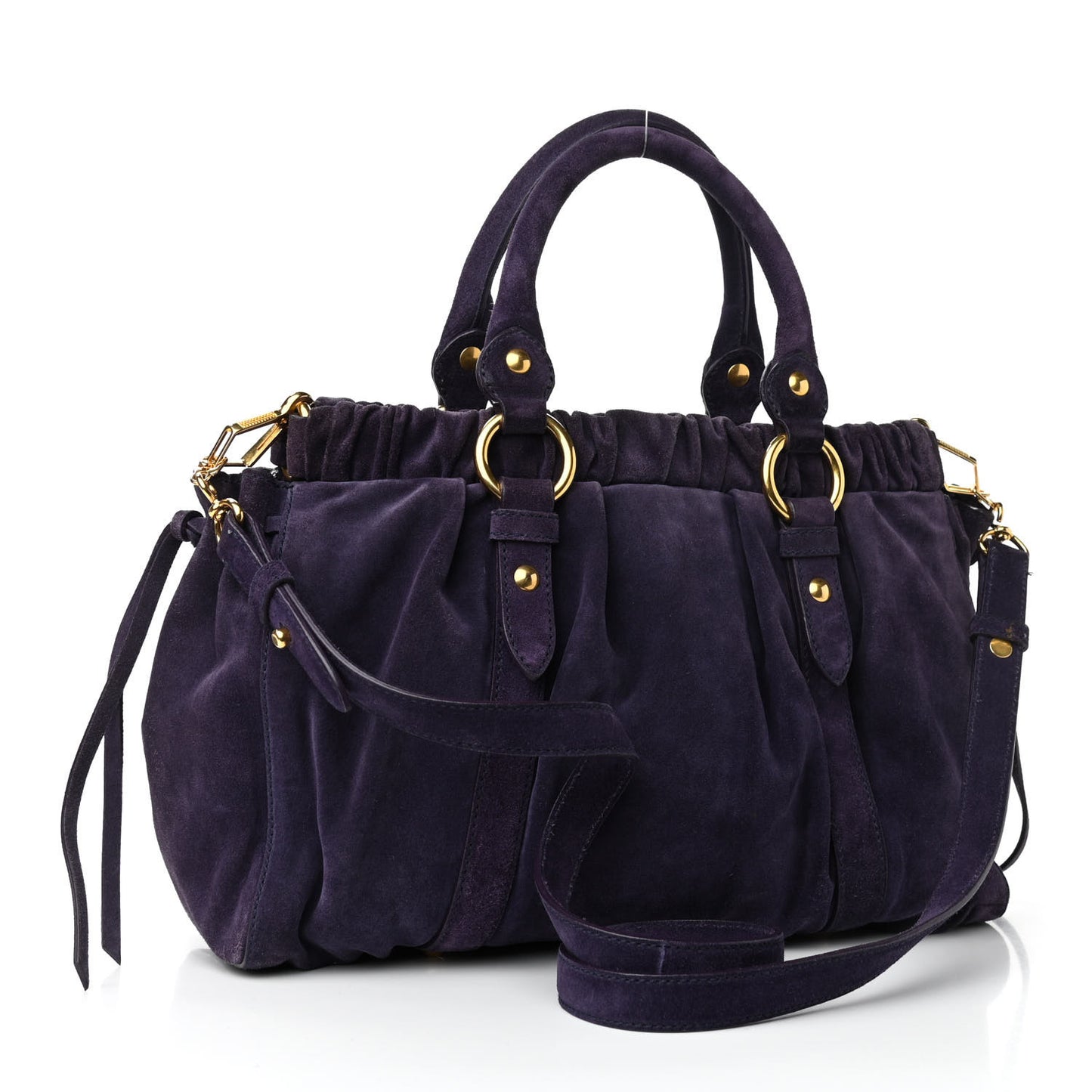 Suede Top Handle Satchel Purple