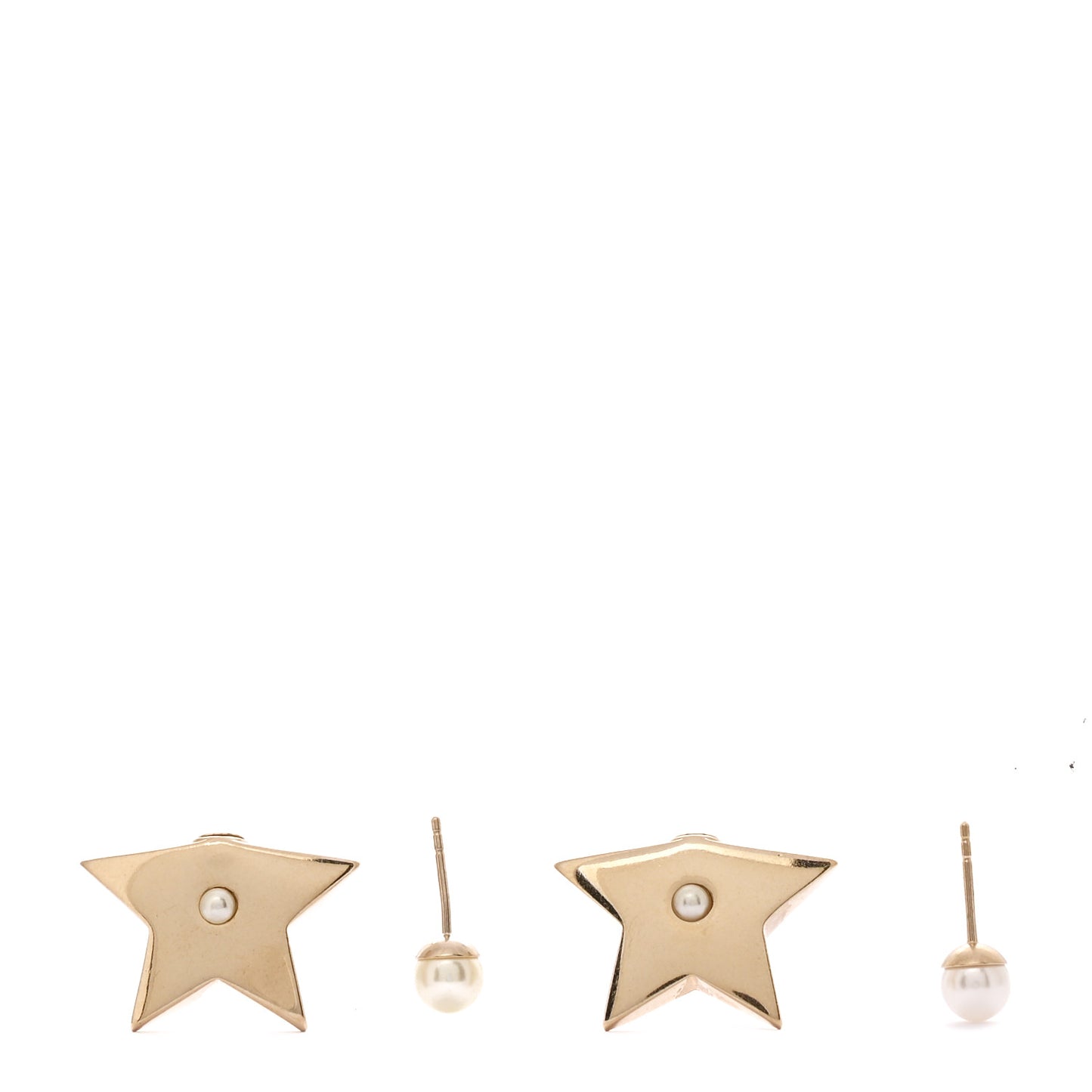 Metal Pearl Star Earrings Gold