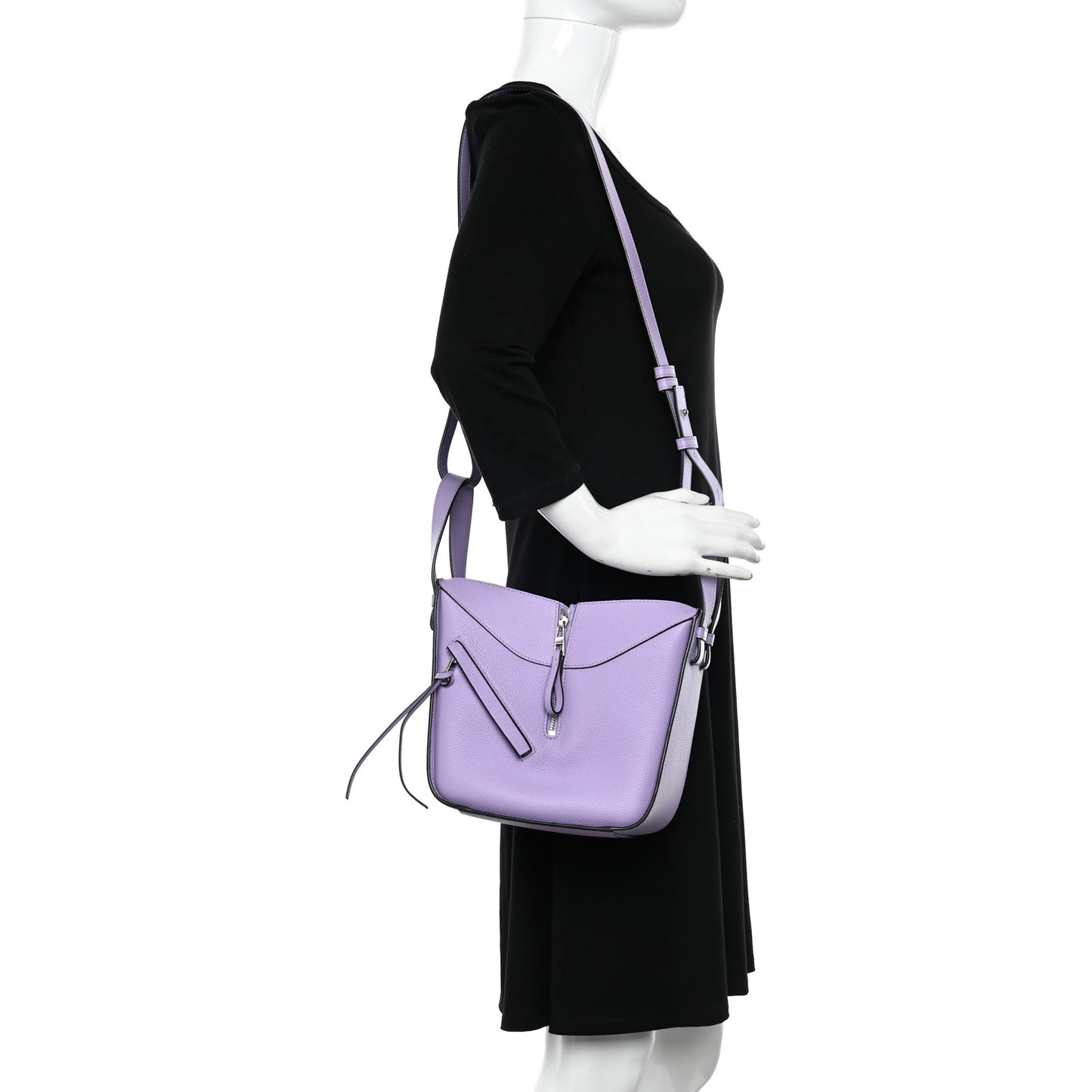 Soft Grained Calfskin Compact Hammock Shoulder Bag Purple