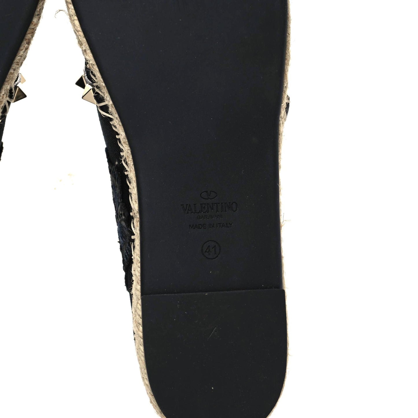 Denim Butterfly Embroidered Rockstud Espadrille Flats 41 Black Multicolor