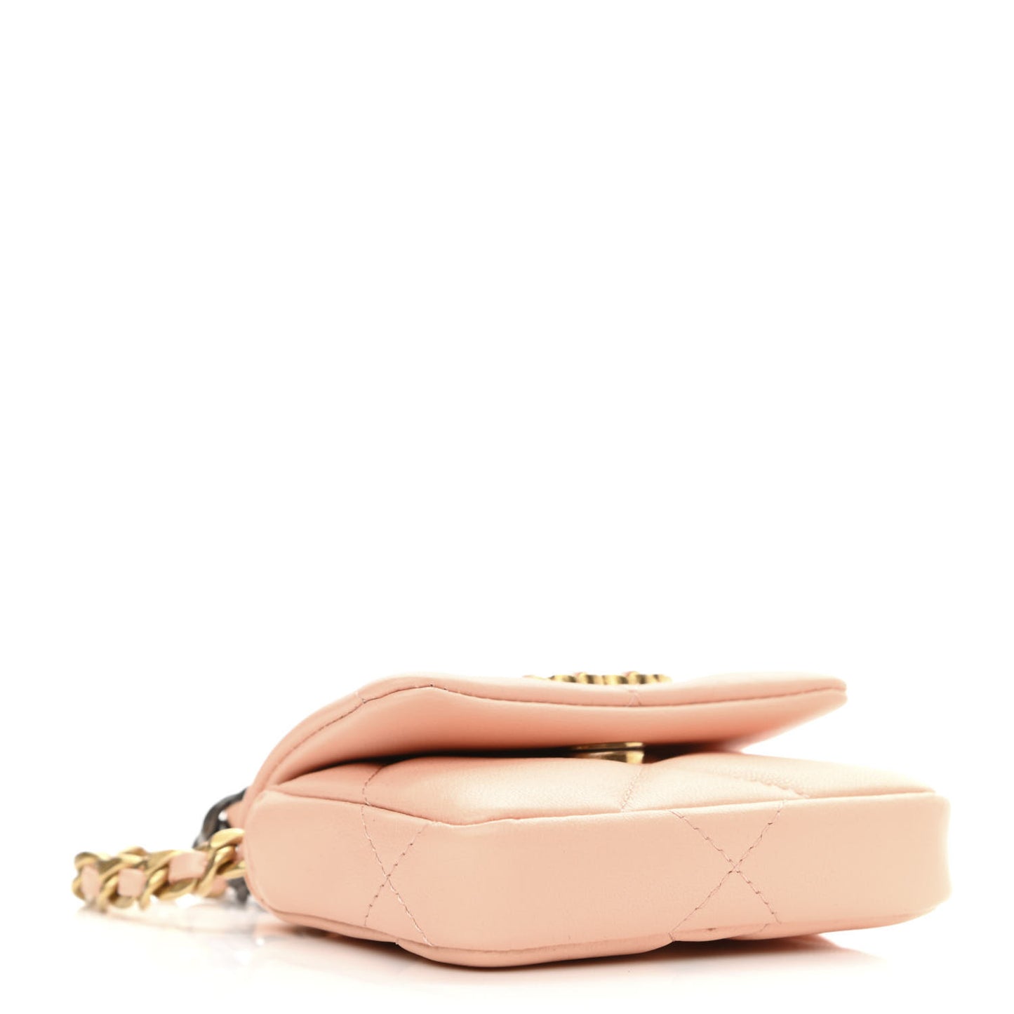 Lambskin Quilted Chanel 19 Flap Belt Bag Light Orange