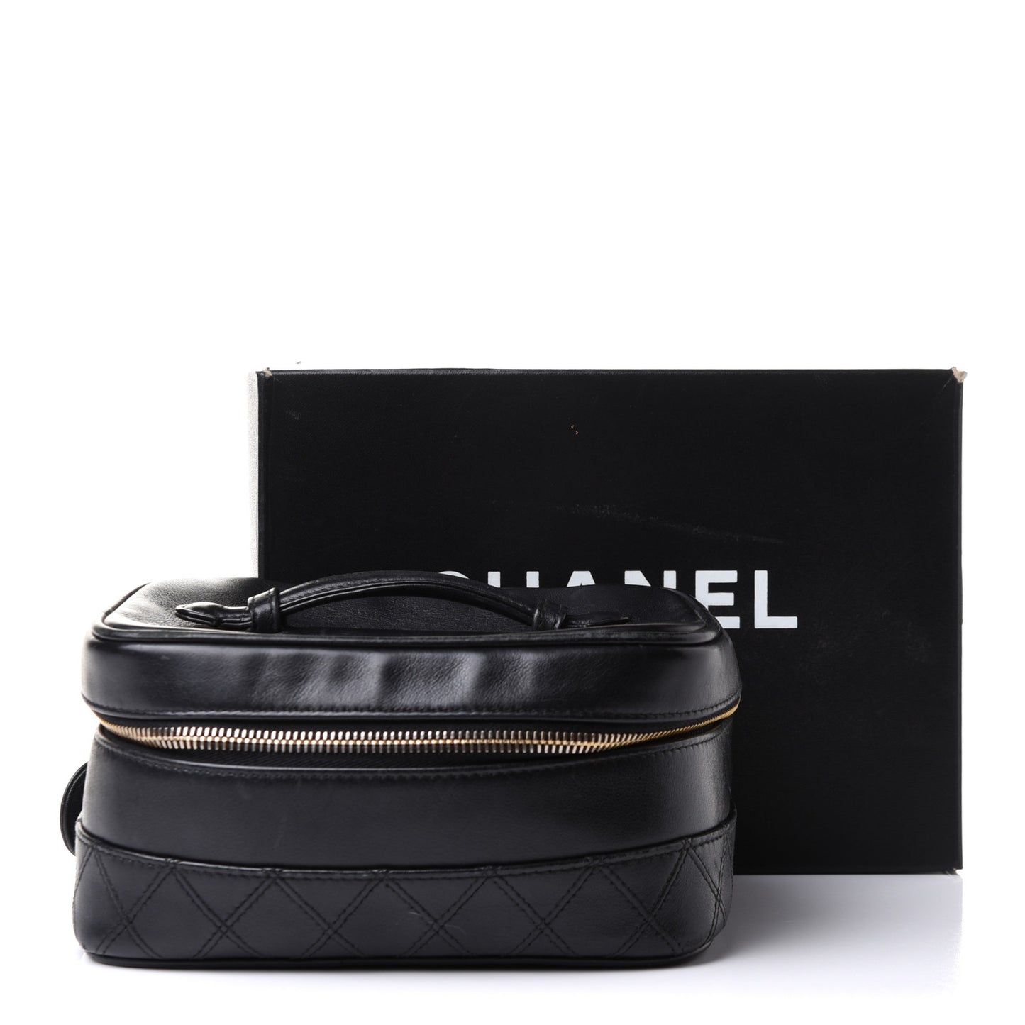 Lambskin Vanity Cosmetic Case Black
