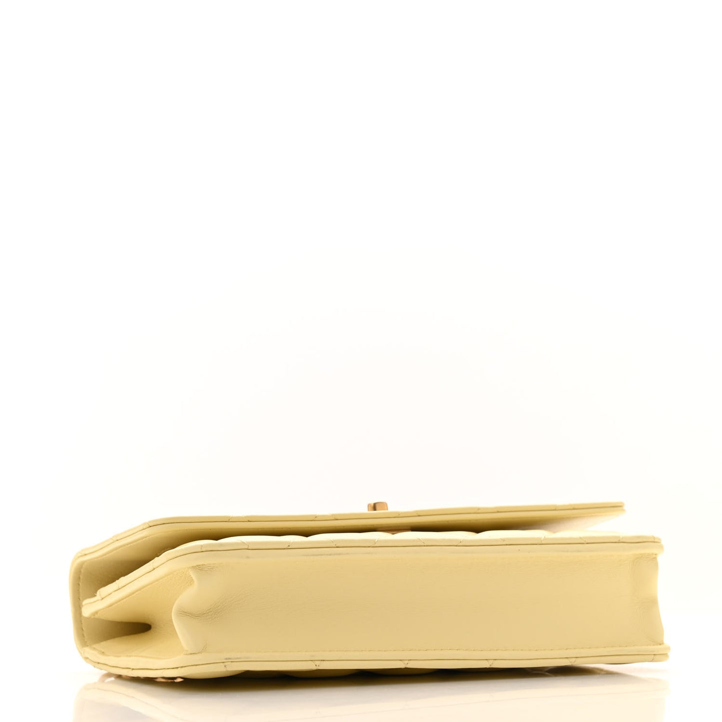 Lambskin Quilted Sweet Camellia Wallet on Chain WOC Light Yellow