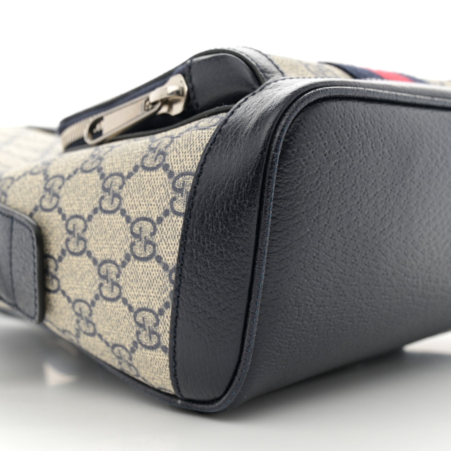 GG Supreme Monogram Textured Dollar Calfskin Web Small Ophidia Day Backpack Beige Blue Black