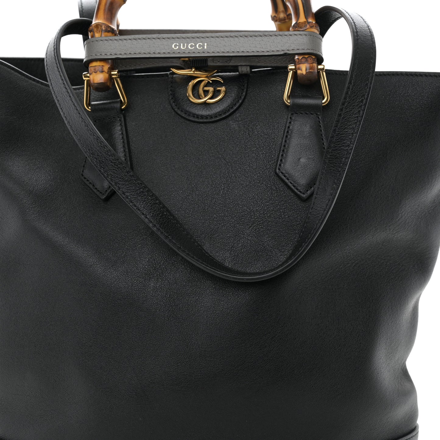Calfskin Medium Diana Round Tote Bag Black Grey