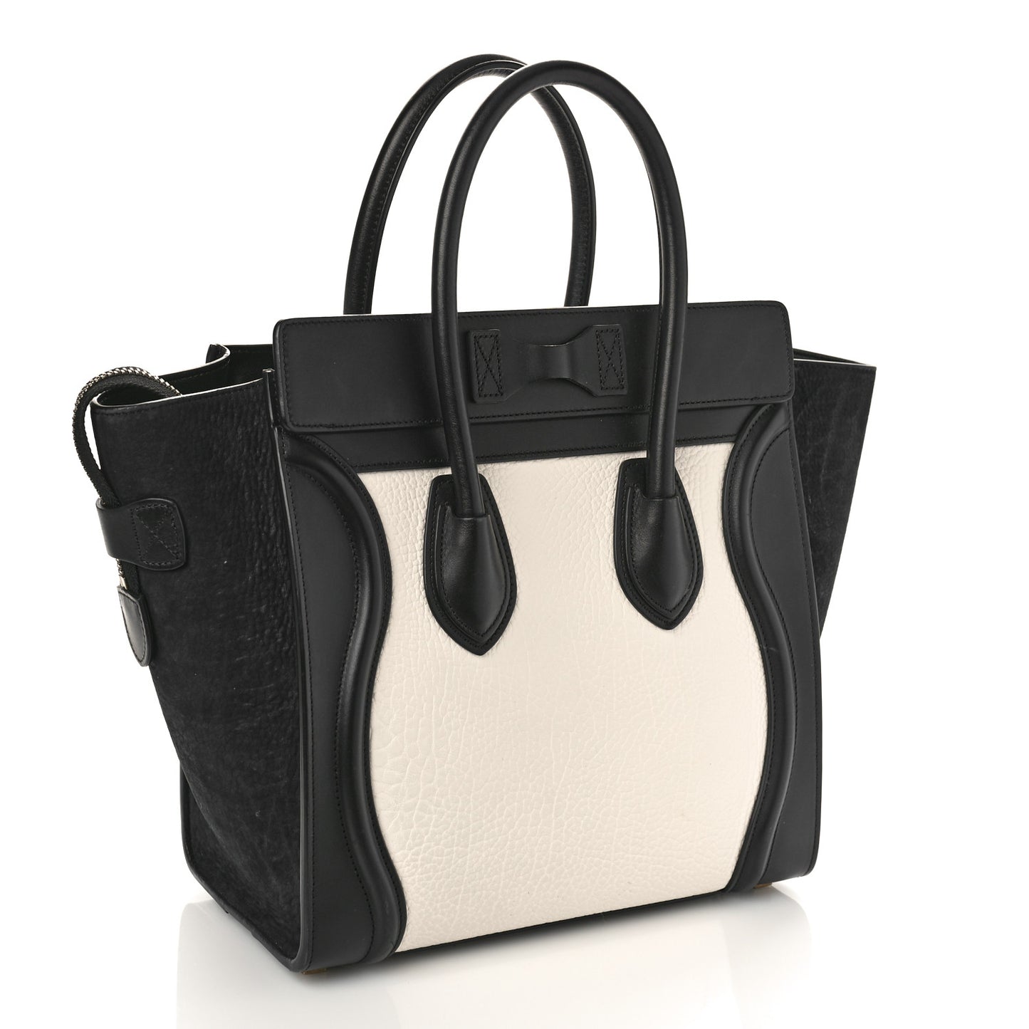 Bullhide Calfskin Nubuck Bi-Color Luggage Black White