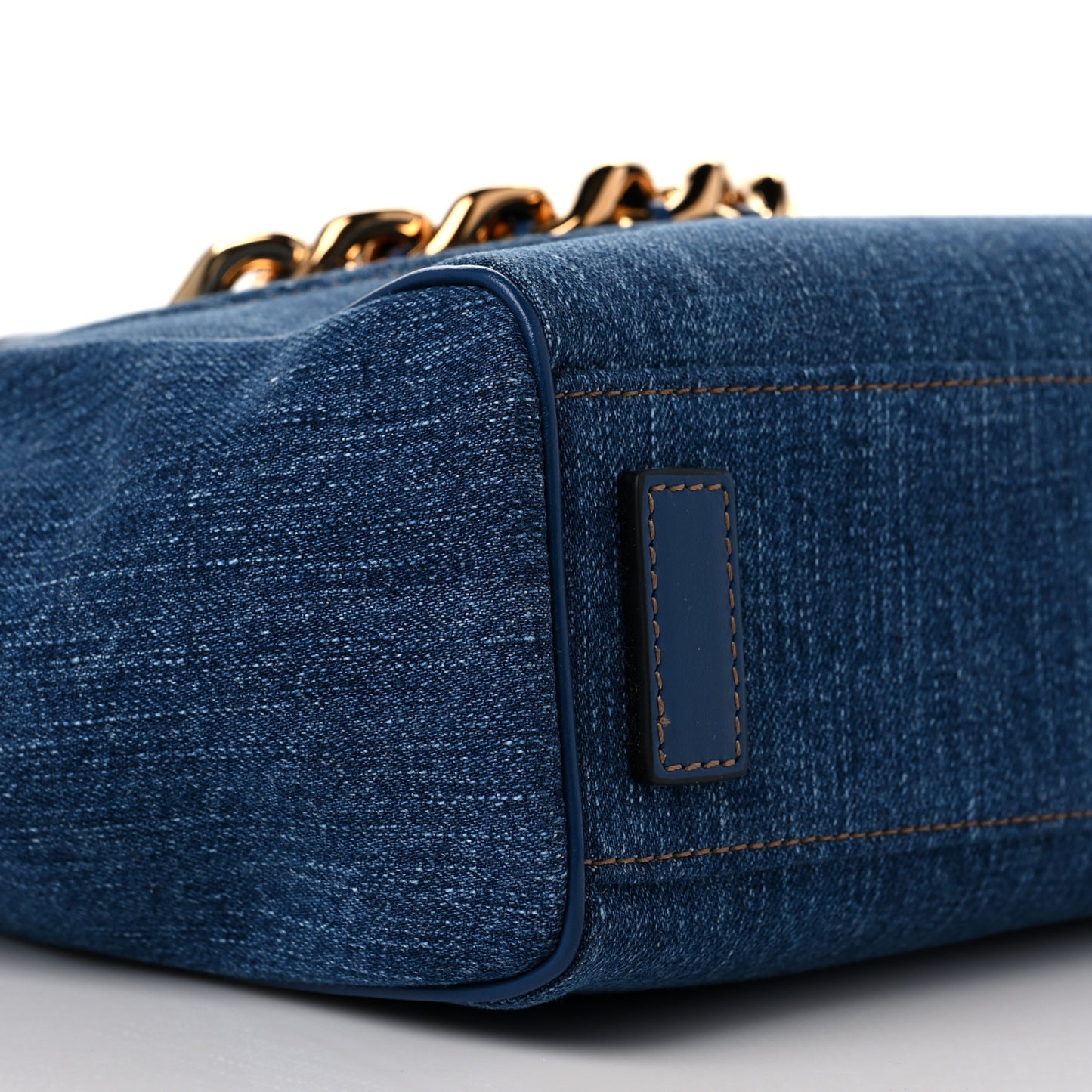 Denim Mini La Medusa Chain Tote Navy Blue