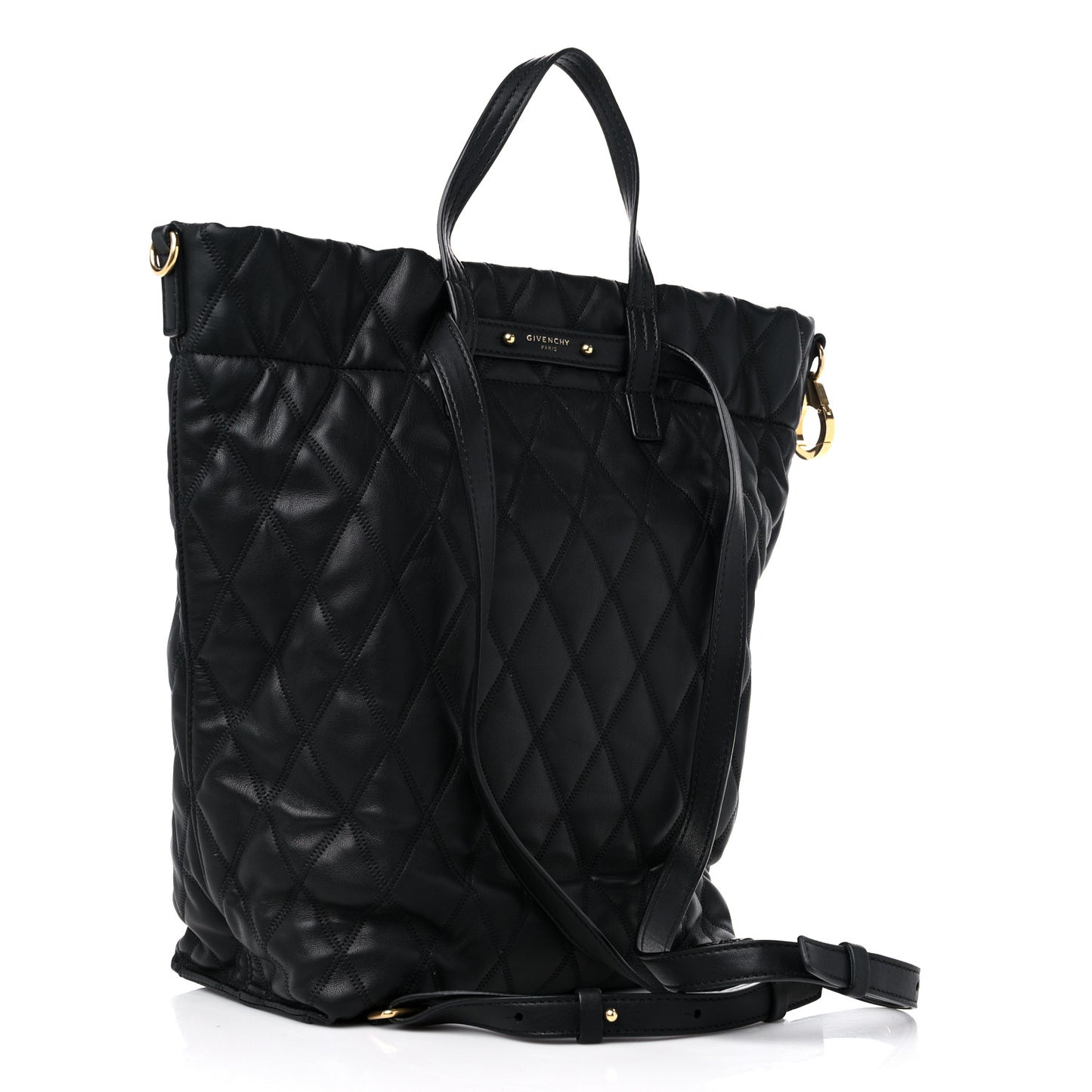 Rubberized Canvas Quilted Duo Backpack Black