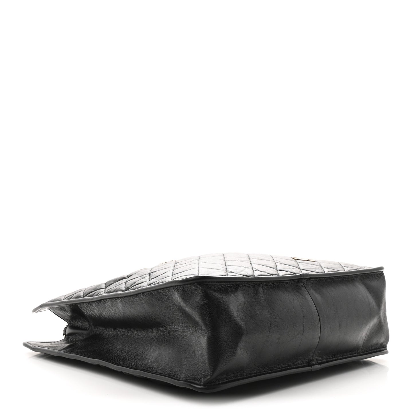 Aged Calfskin Medium Charm Shopping Bag Black