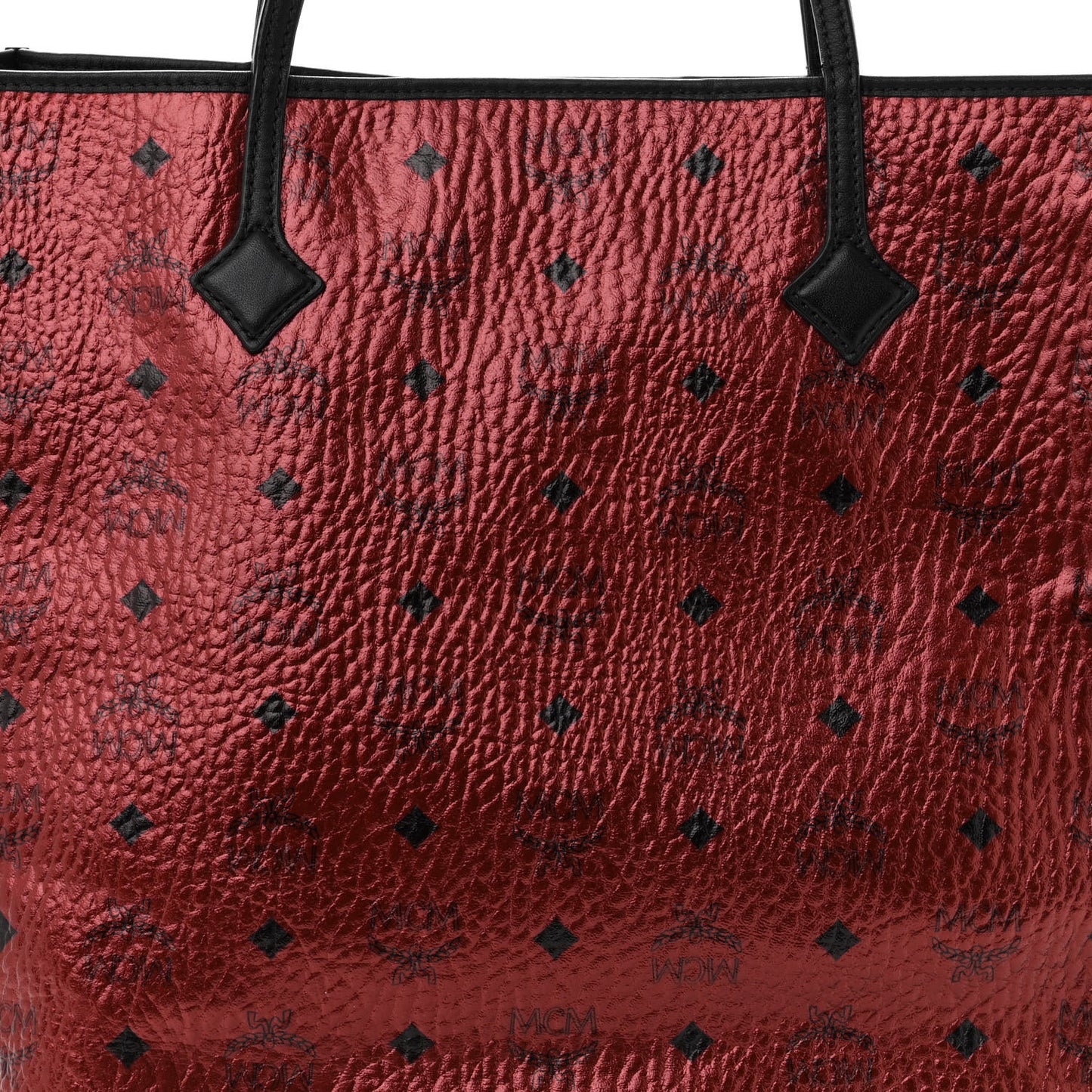 Metallic Visetos Medium Kira North South Shopper Tote Scooter Red