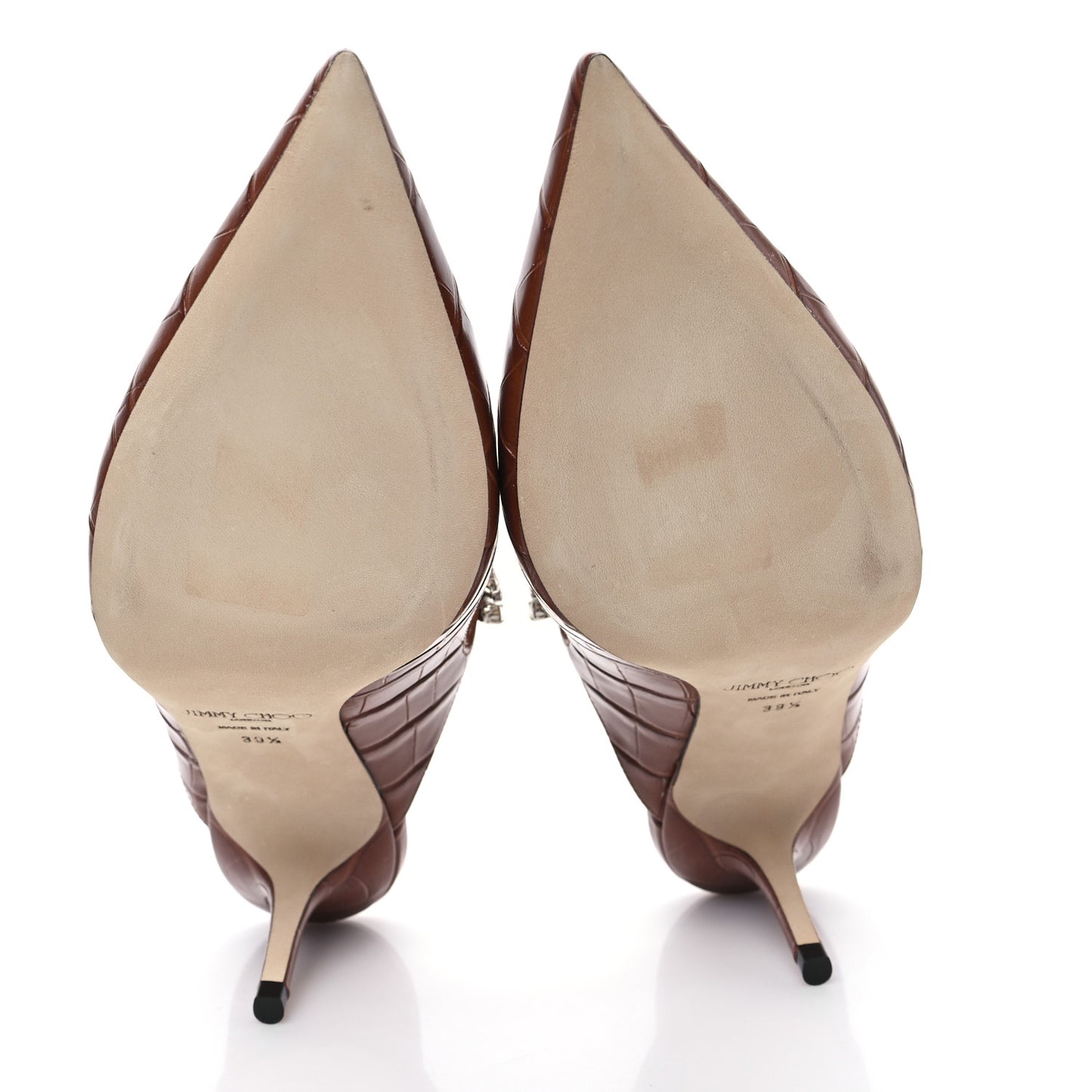Crocodile Embossed Crystal Bing 65 Pumps 39.5 Tan
