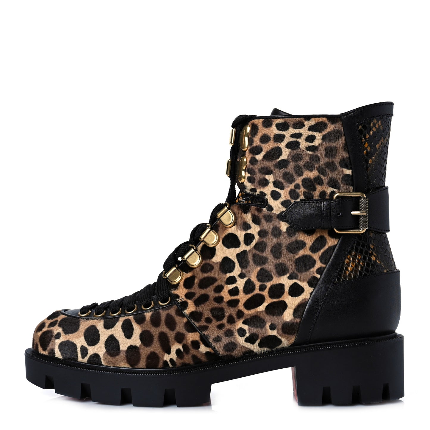 Pony Hair Calfskin Macademia Biker Boots 37.5 Black