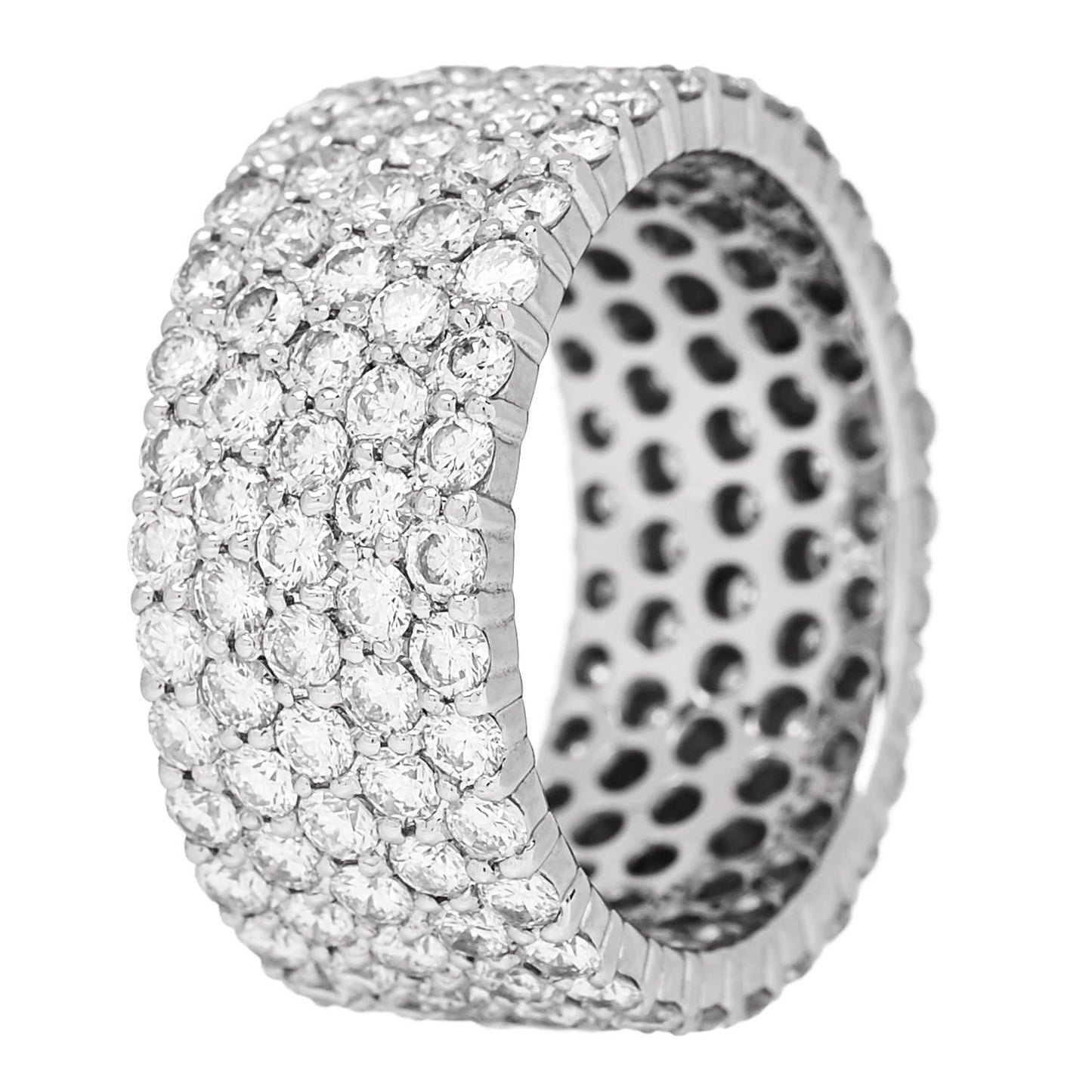 Platinum Diamond 5.24ctw Five Row Eternity Band Ring 58 8.5
