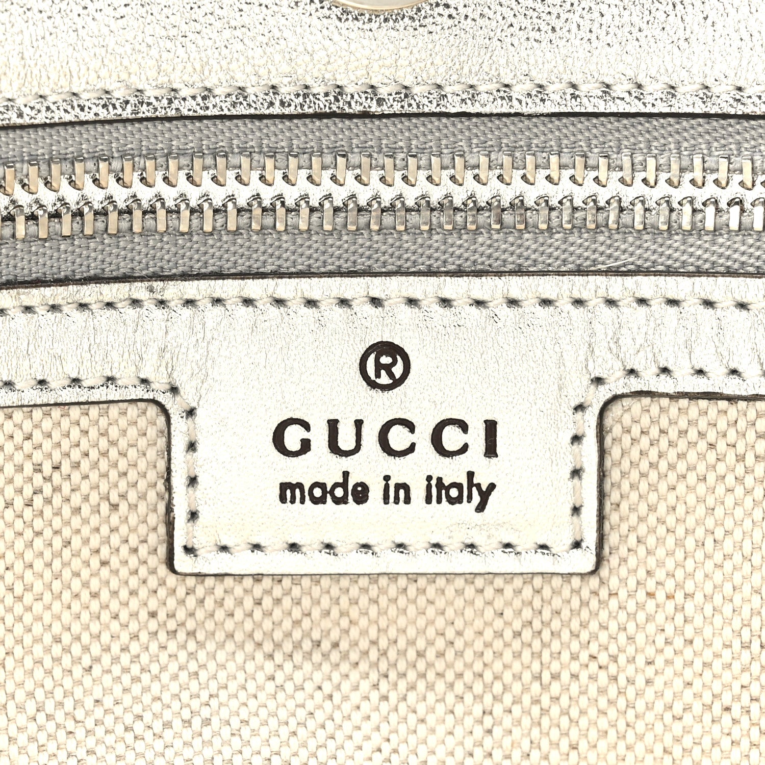 Gucci Metallic Sakai Be Green Calfskin Diagonal Stitched Medium Blondie Tote Silver 8 of 11