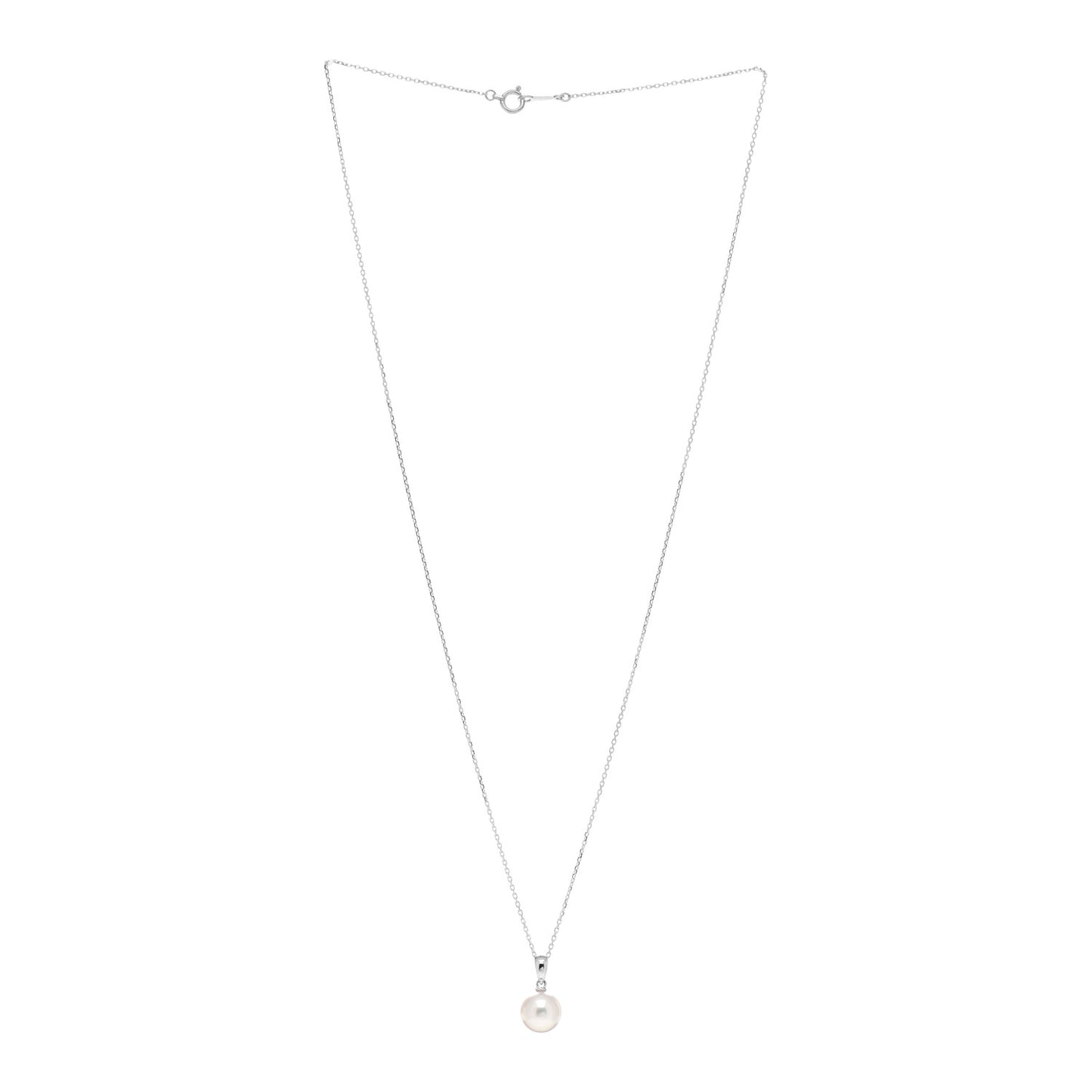 18K White Gold Akoya Pearl 7.5mm Pendant Necklace