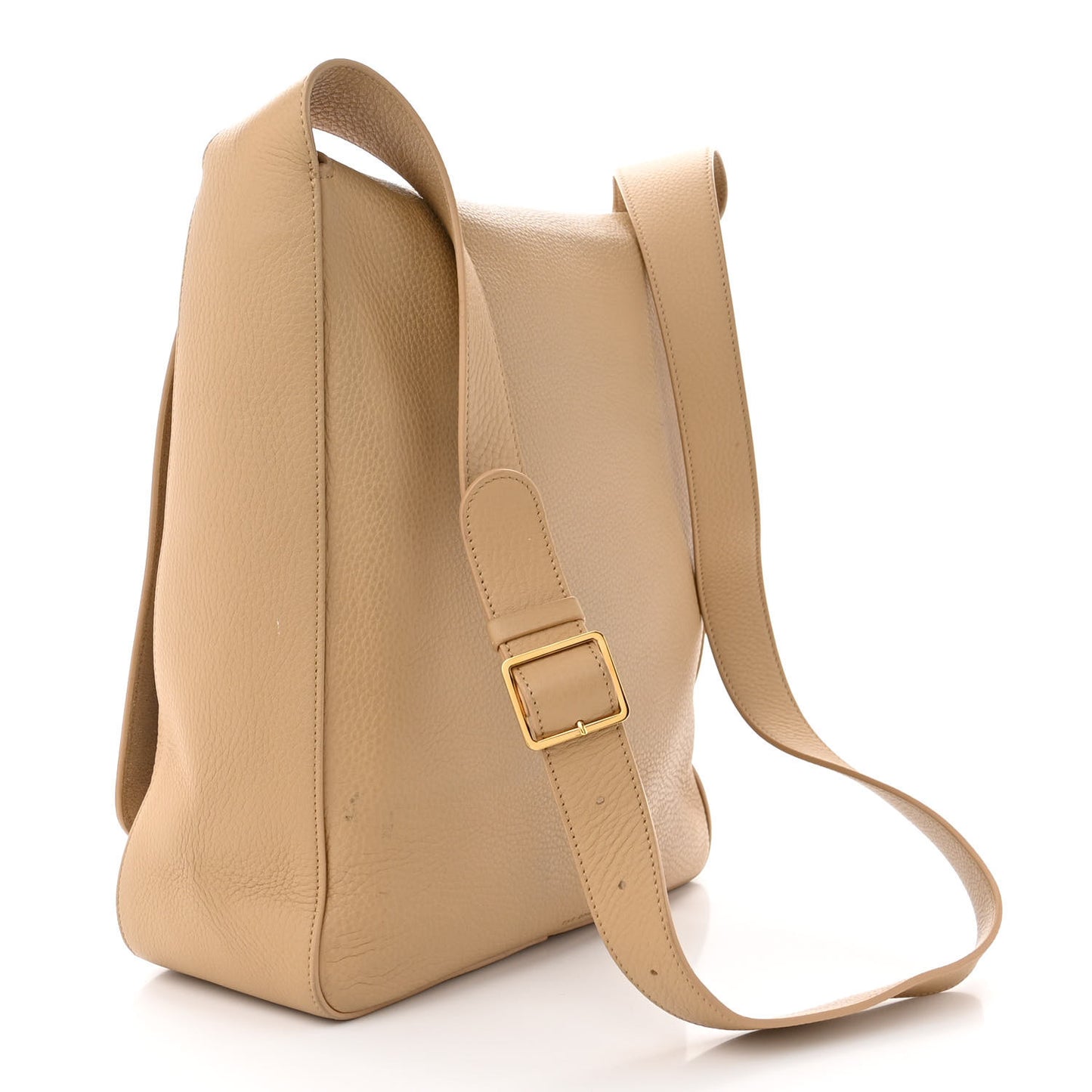 Grained Calfskin Avery Flap Messenger Bag Beige