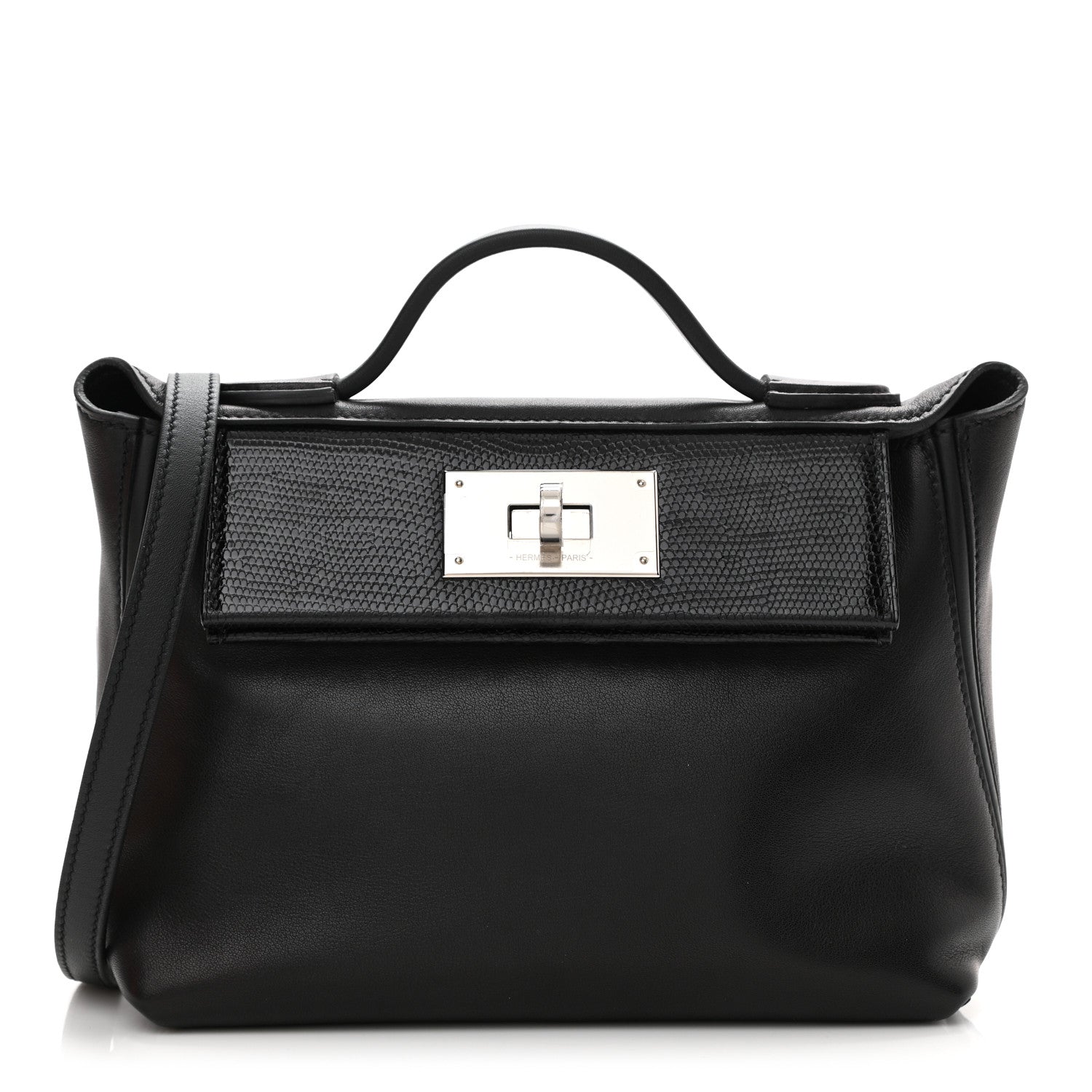 HERMES ブラックレザー ハンドバッグ Hermès // 2018 Black Maurice & Swift Leather 24/24 Bag – VSP