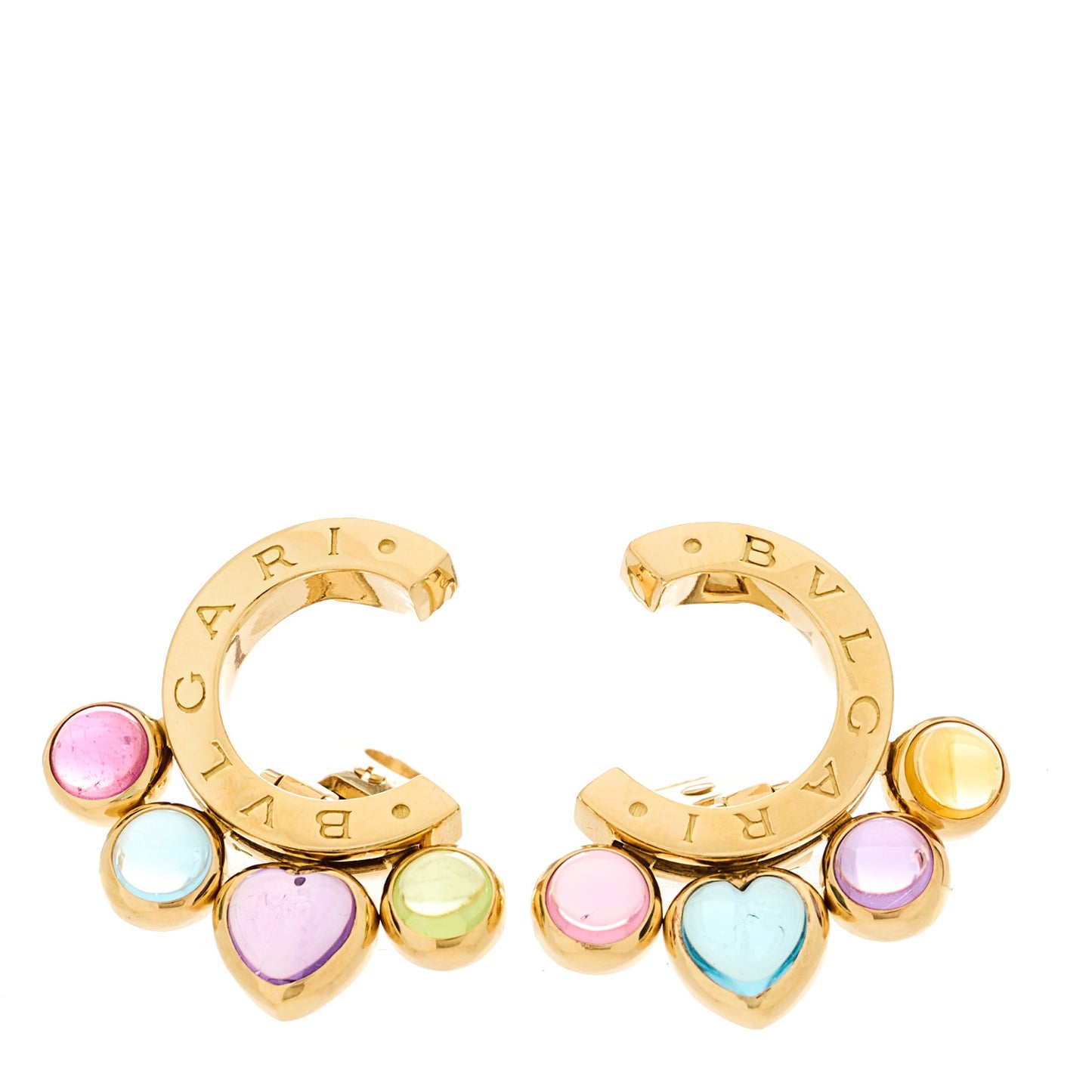 18K Yellow Gold Pink Tourmaline Blue Topaz Amethyst Citrine Peridot Allegra Earrings